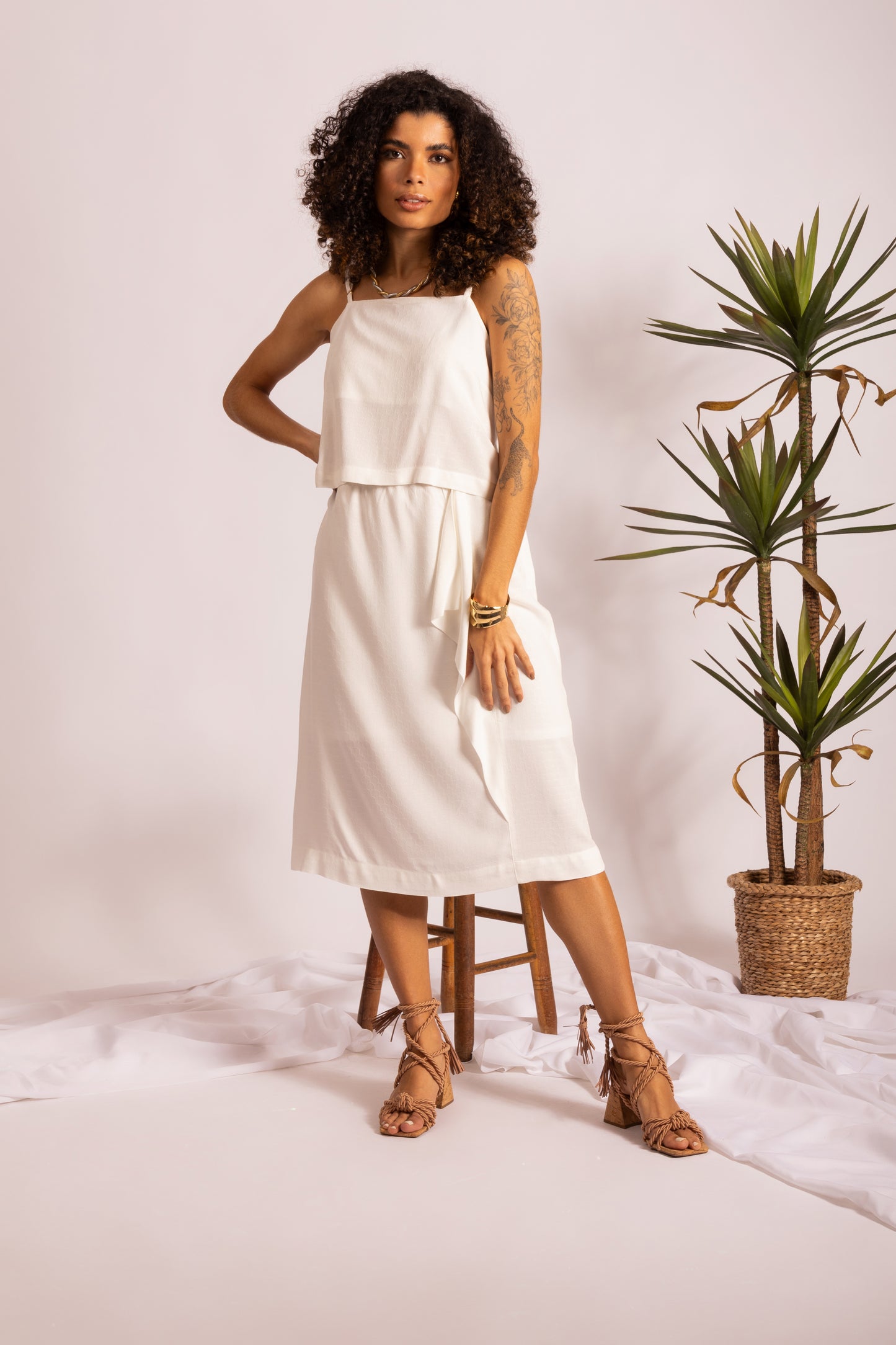 Conjunto de saia com babados