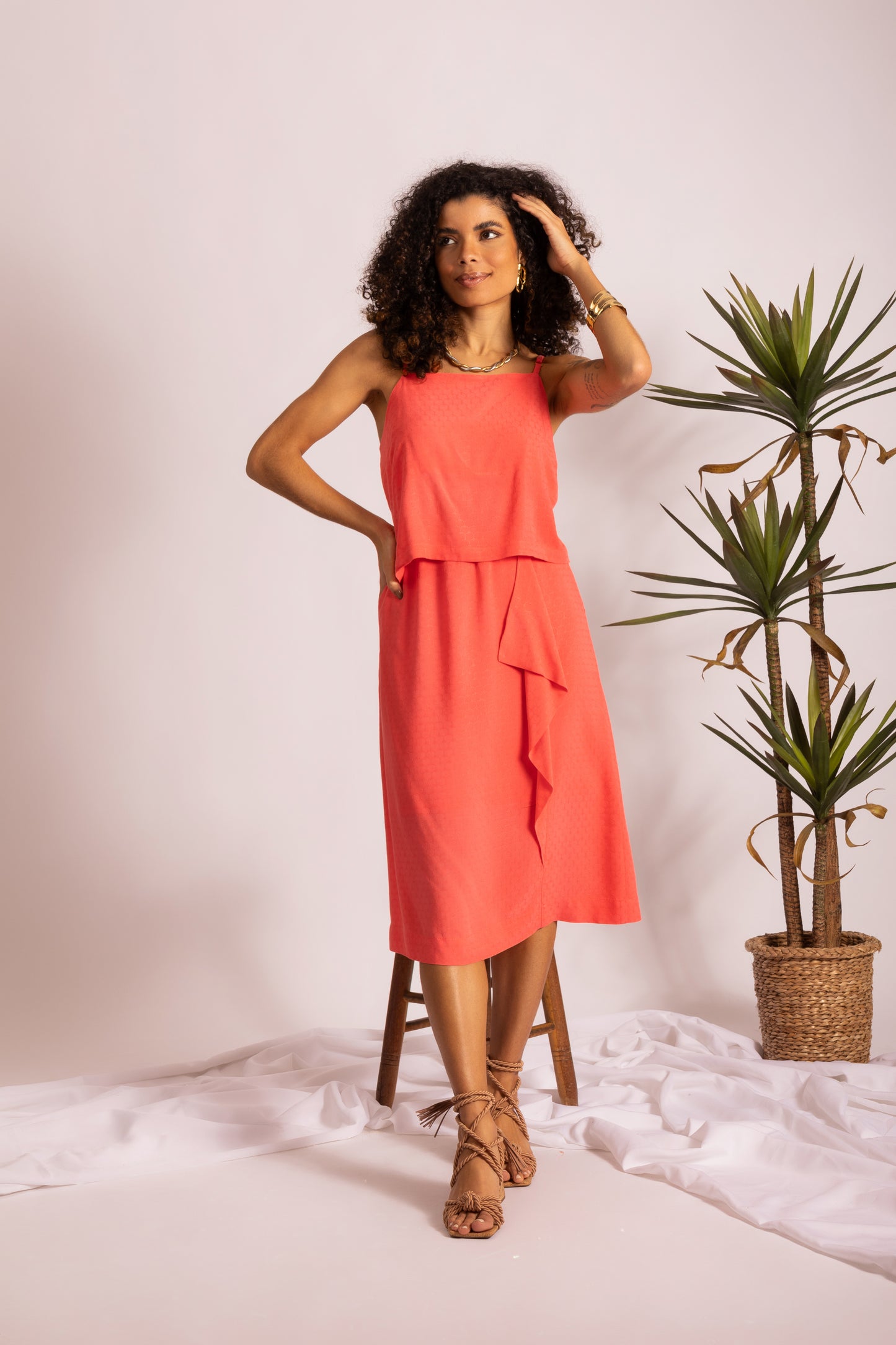 Conjunto de saia com babados