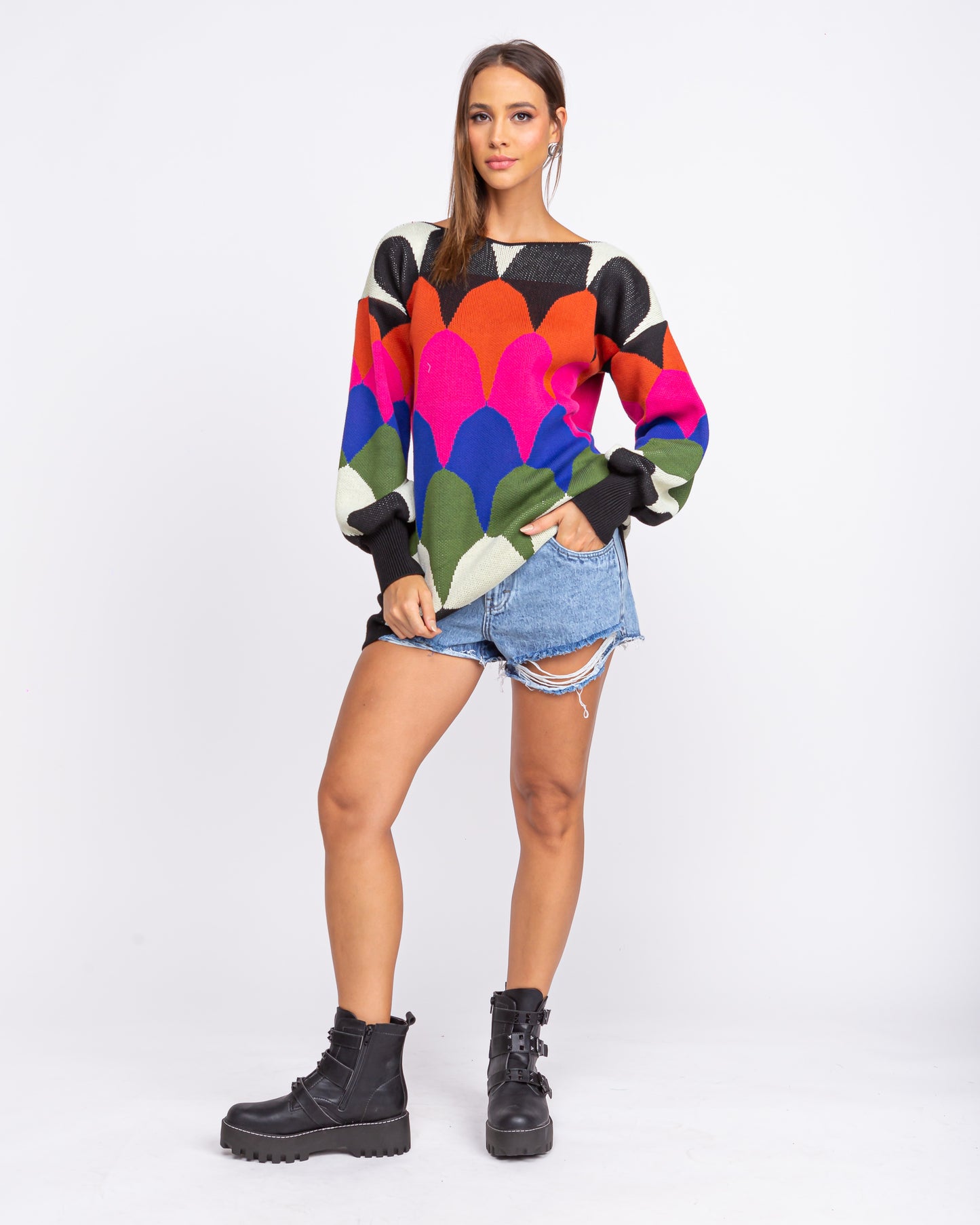 Tricot colorido oversized