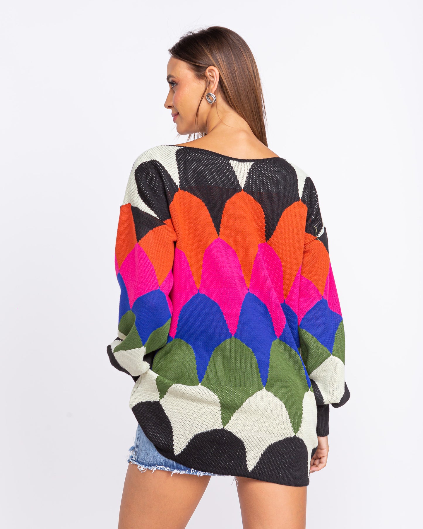 Tricot colorido oversized