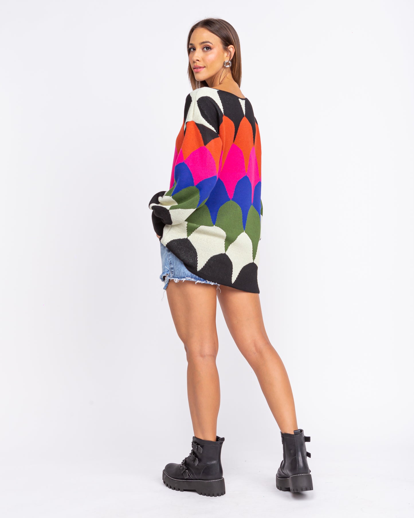 Tricot colorido oversized