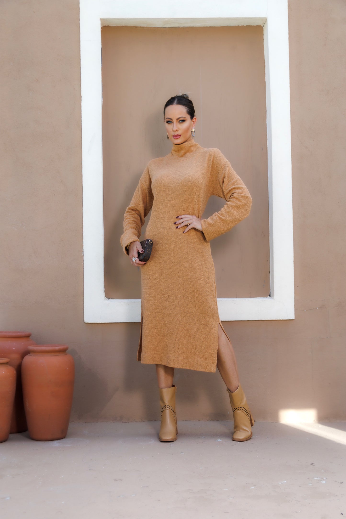 Vestido de tricô boucle