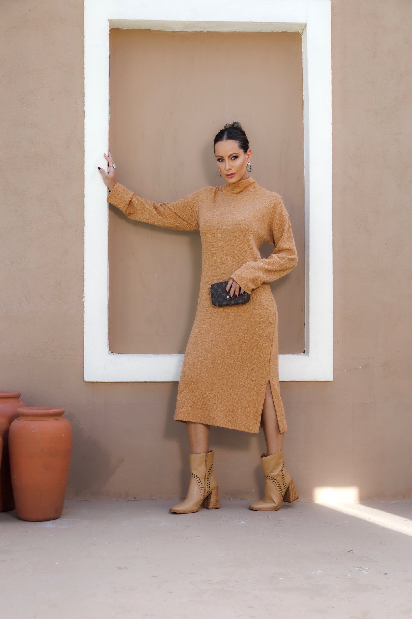 Vestido de tricô boucle