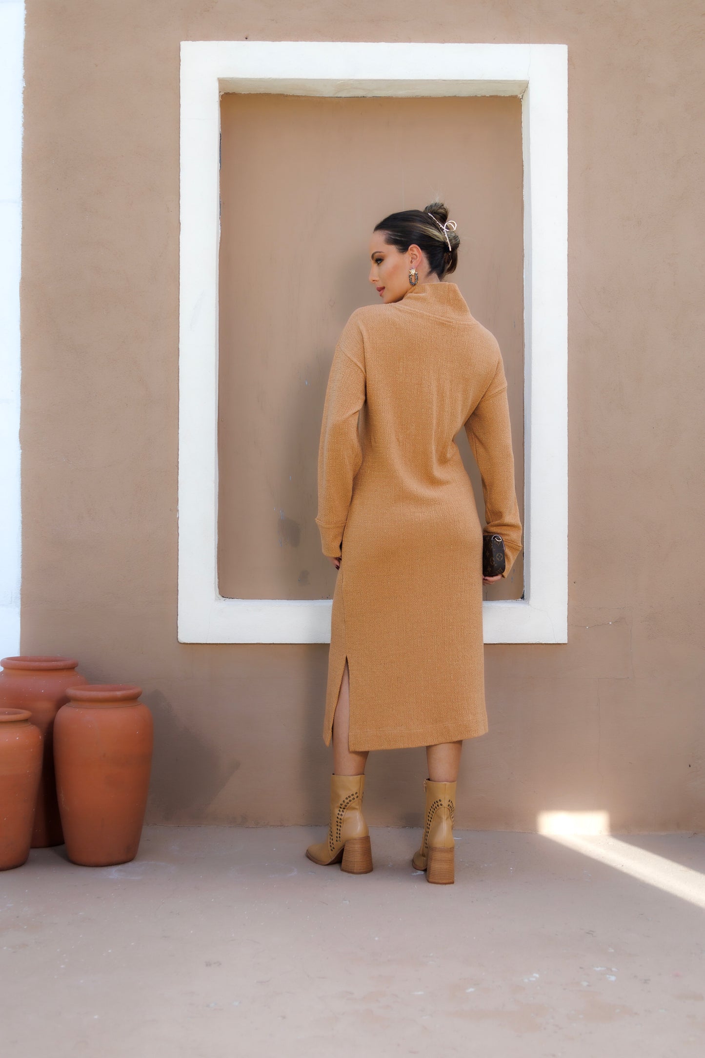 Vestido de tricô boucle