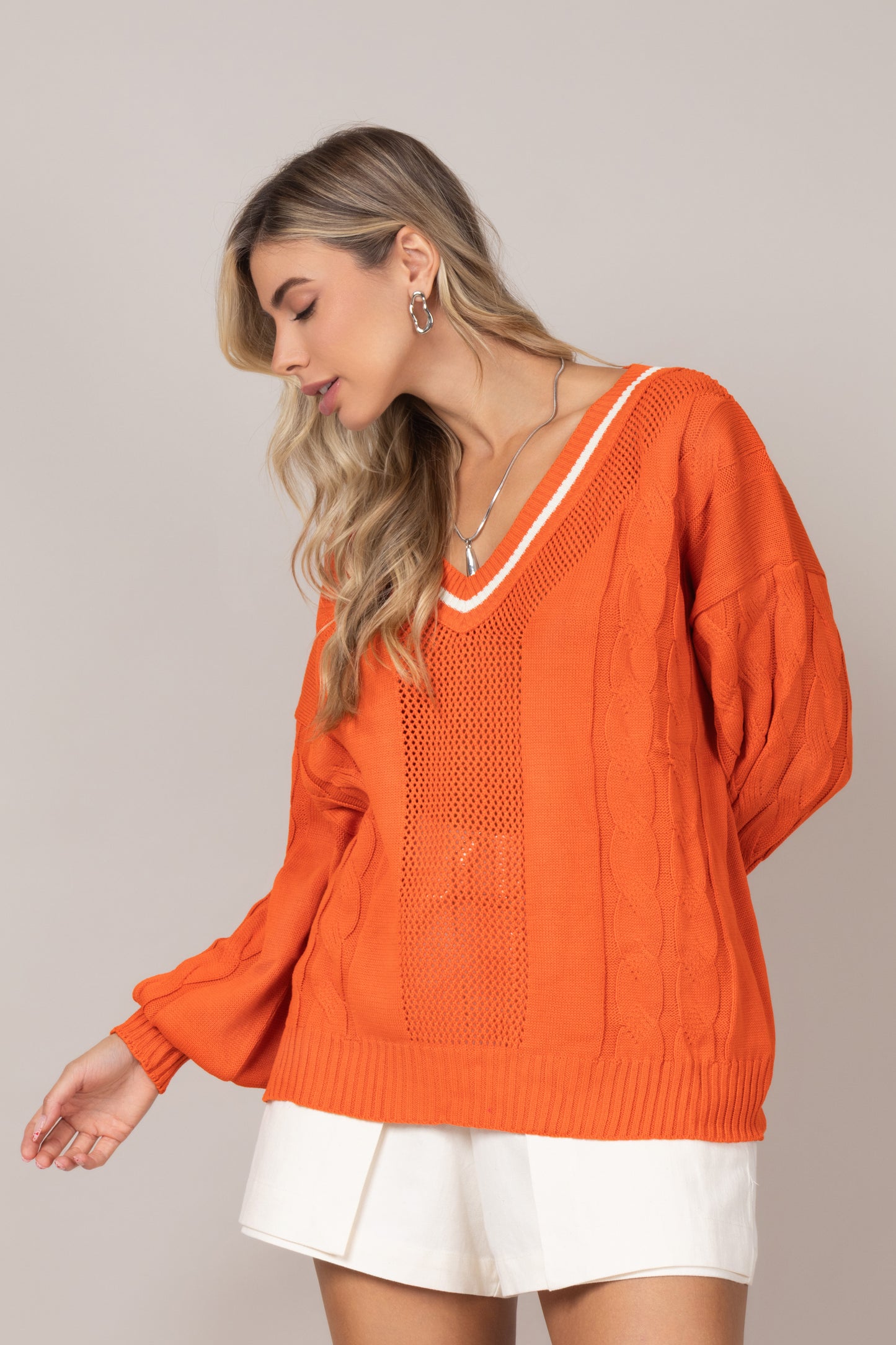 Blusa tricot decote em V
