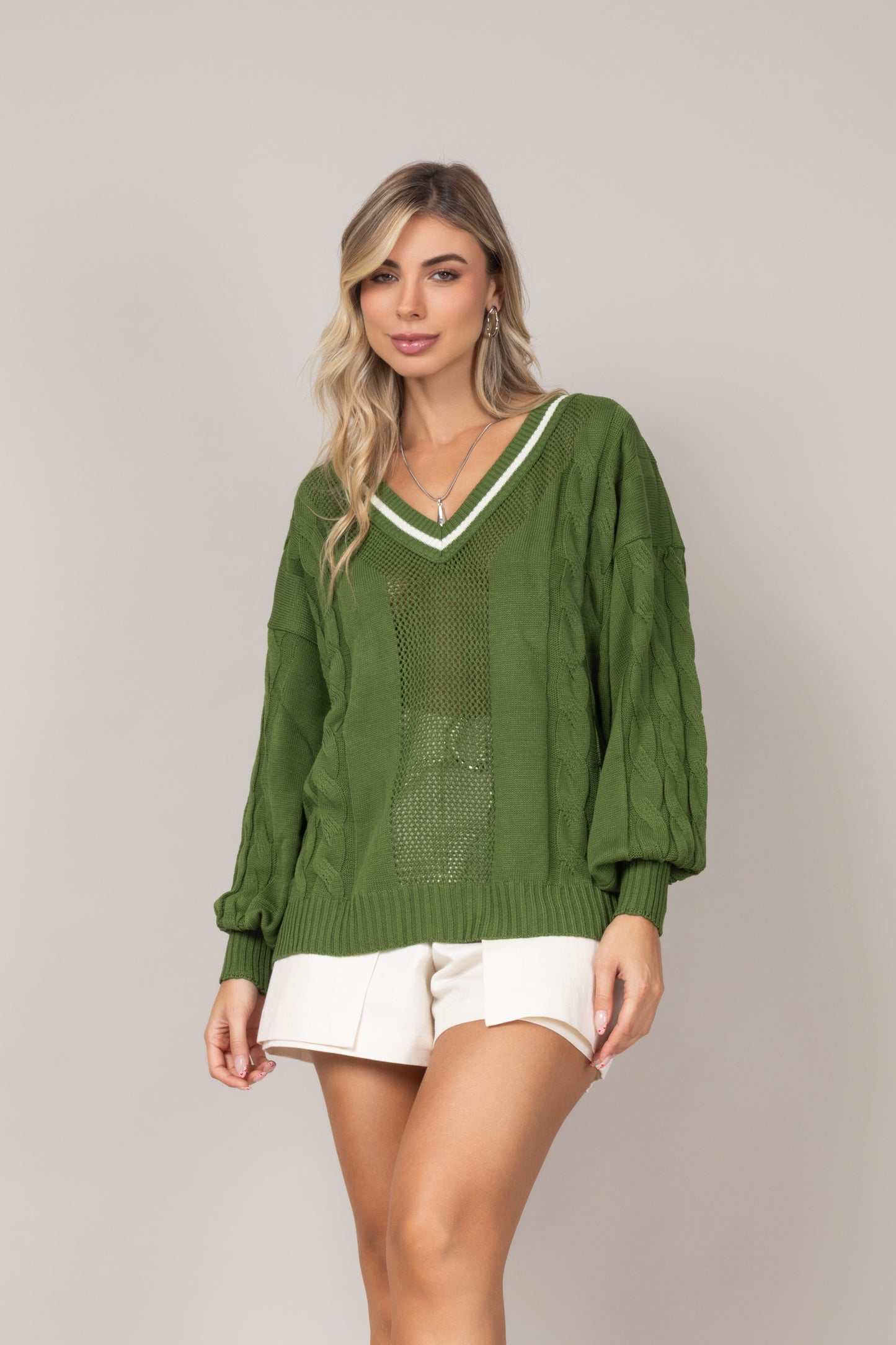 Blusa tricot decote em V