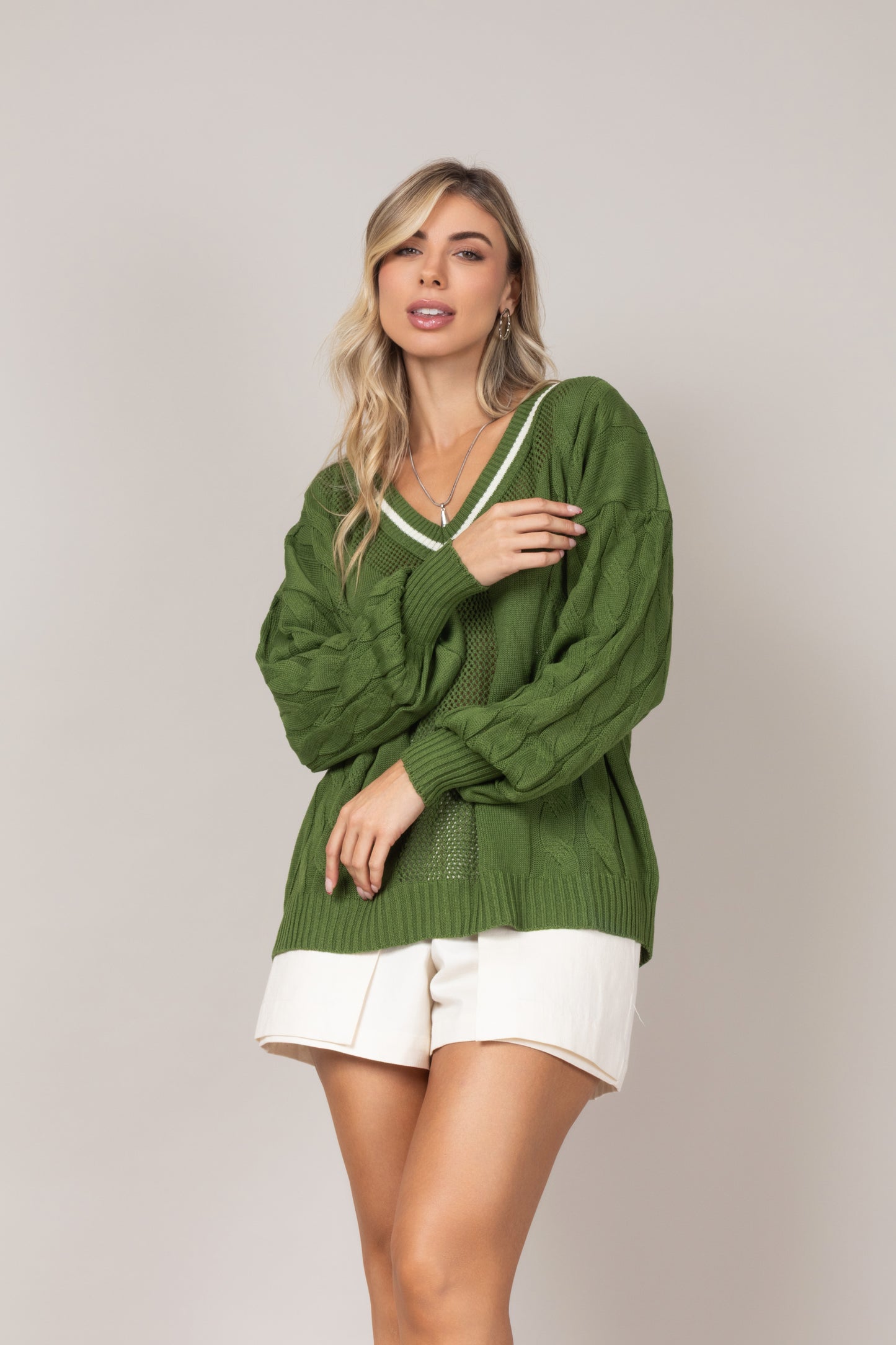 Blusa tricot decote em V
