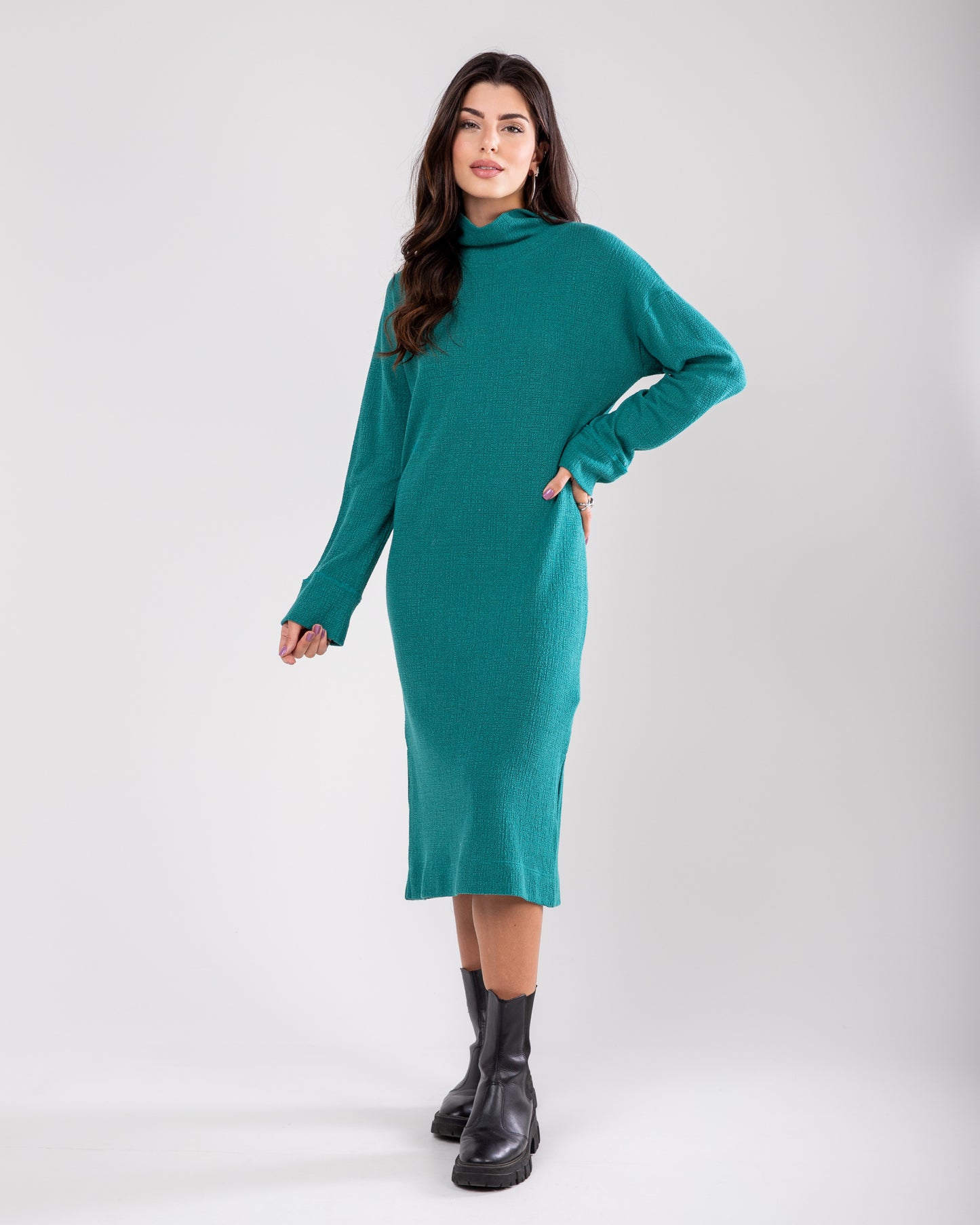 Vestido de tricô boucle