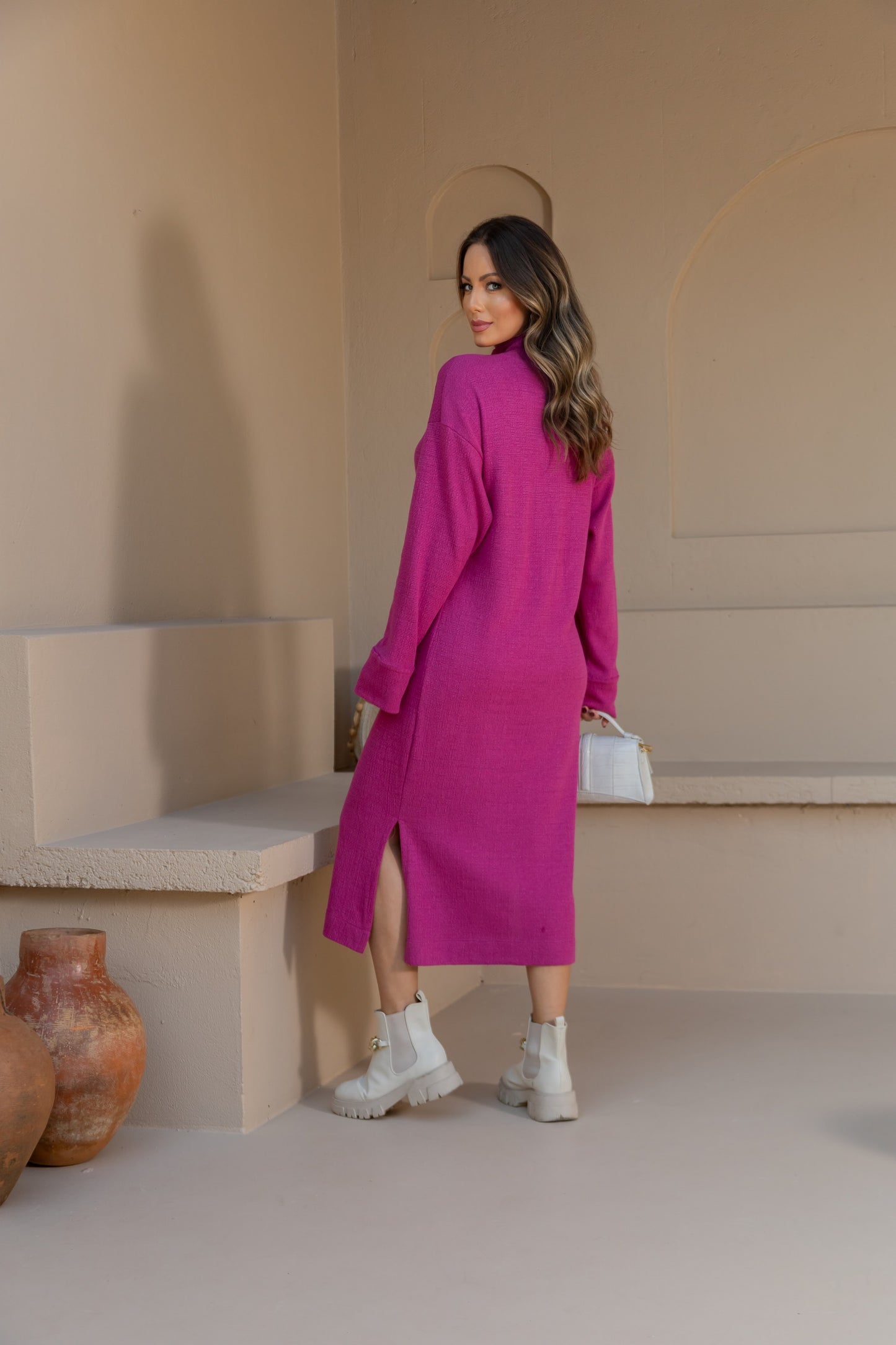 Vestido de tricô boucle