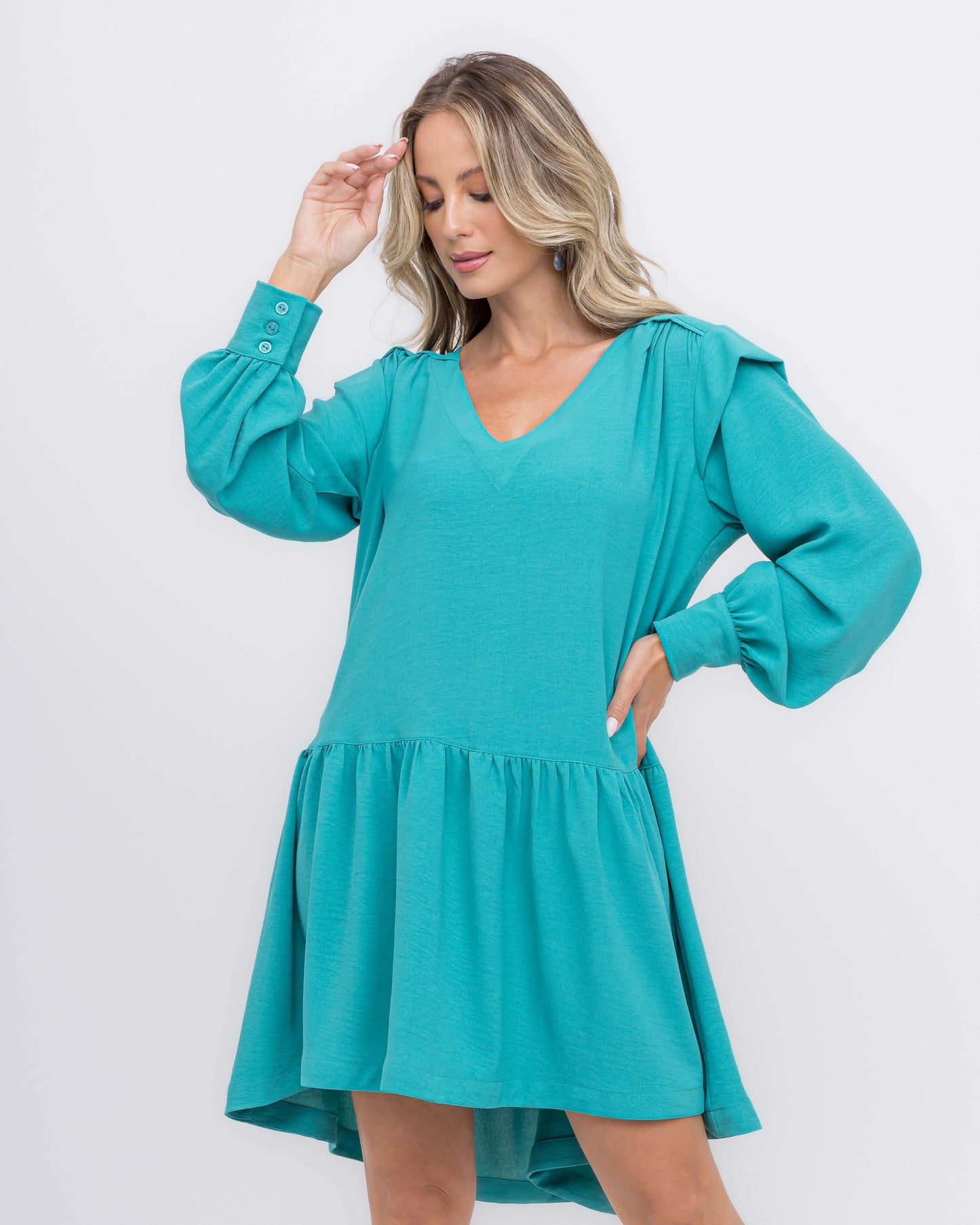 Vestido curto manga longa