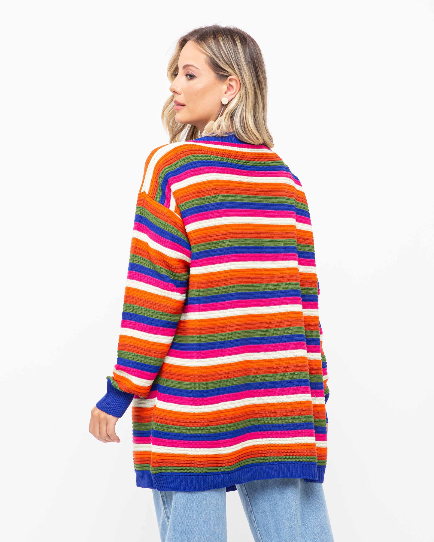 Cardigan em tricot azul