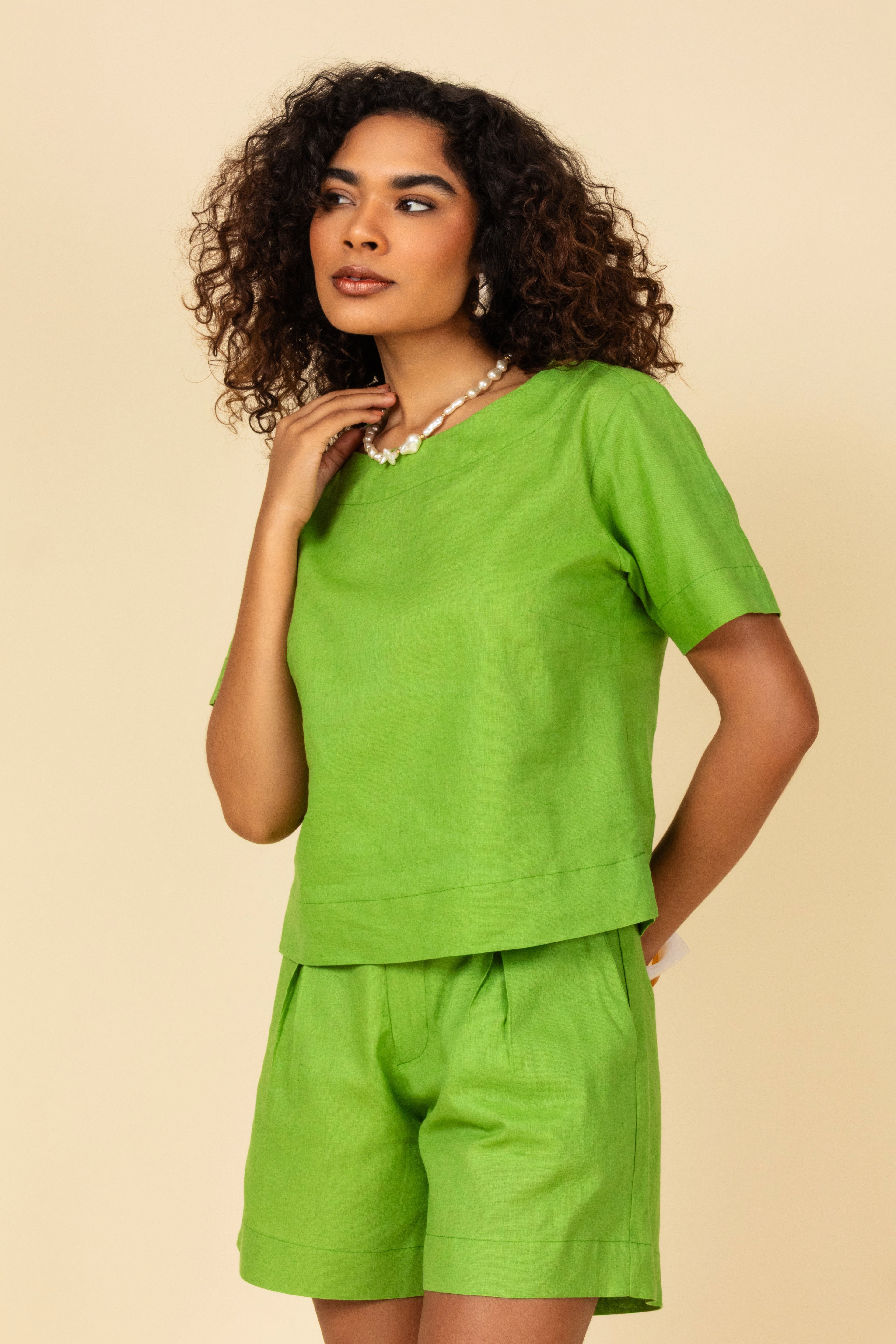 Conjunto linho com blusa e short