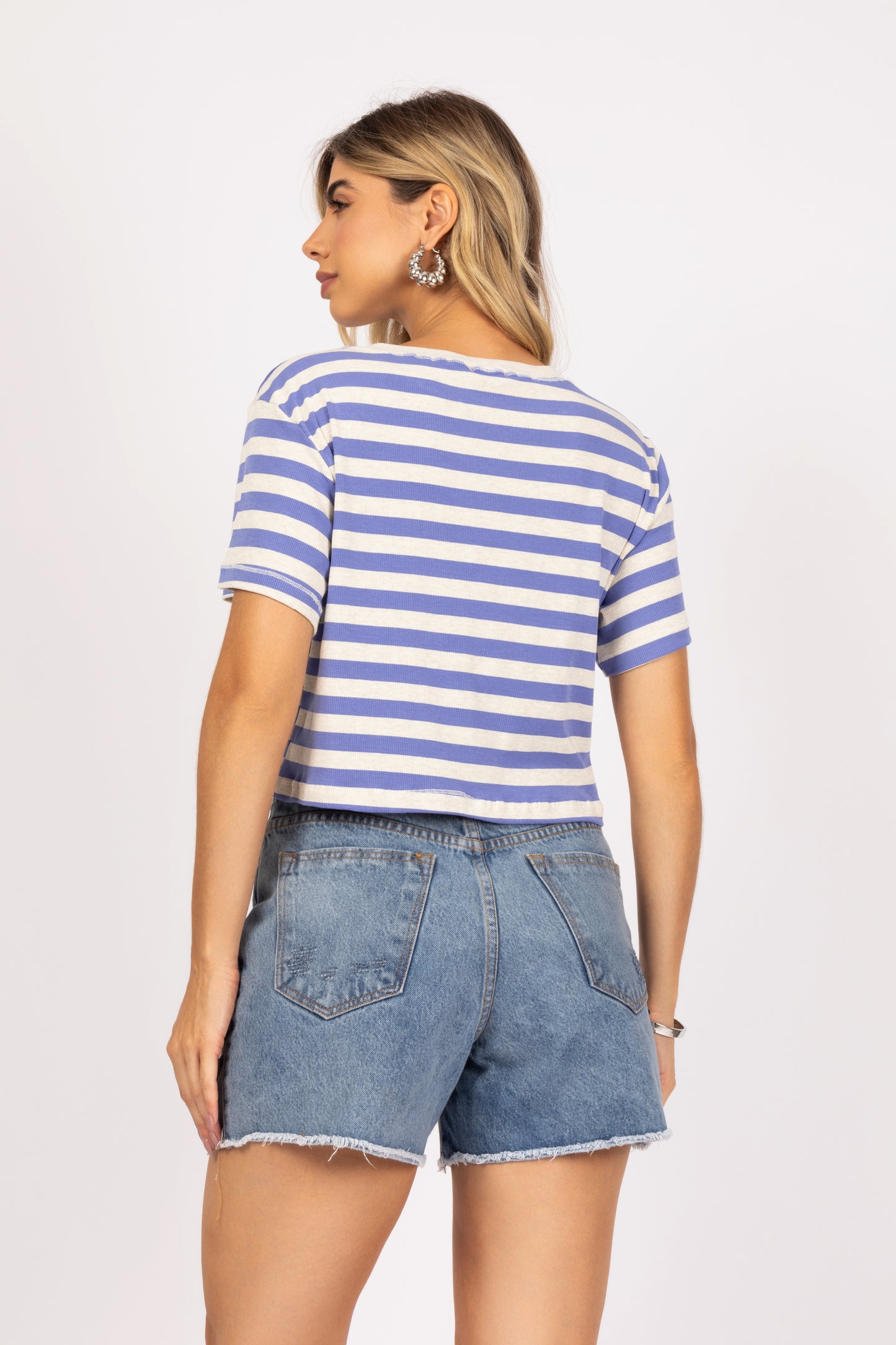 Cropped de mangas listrada