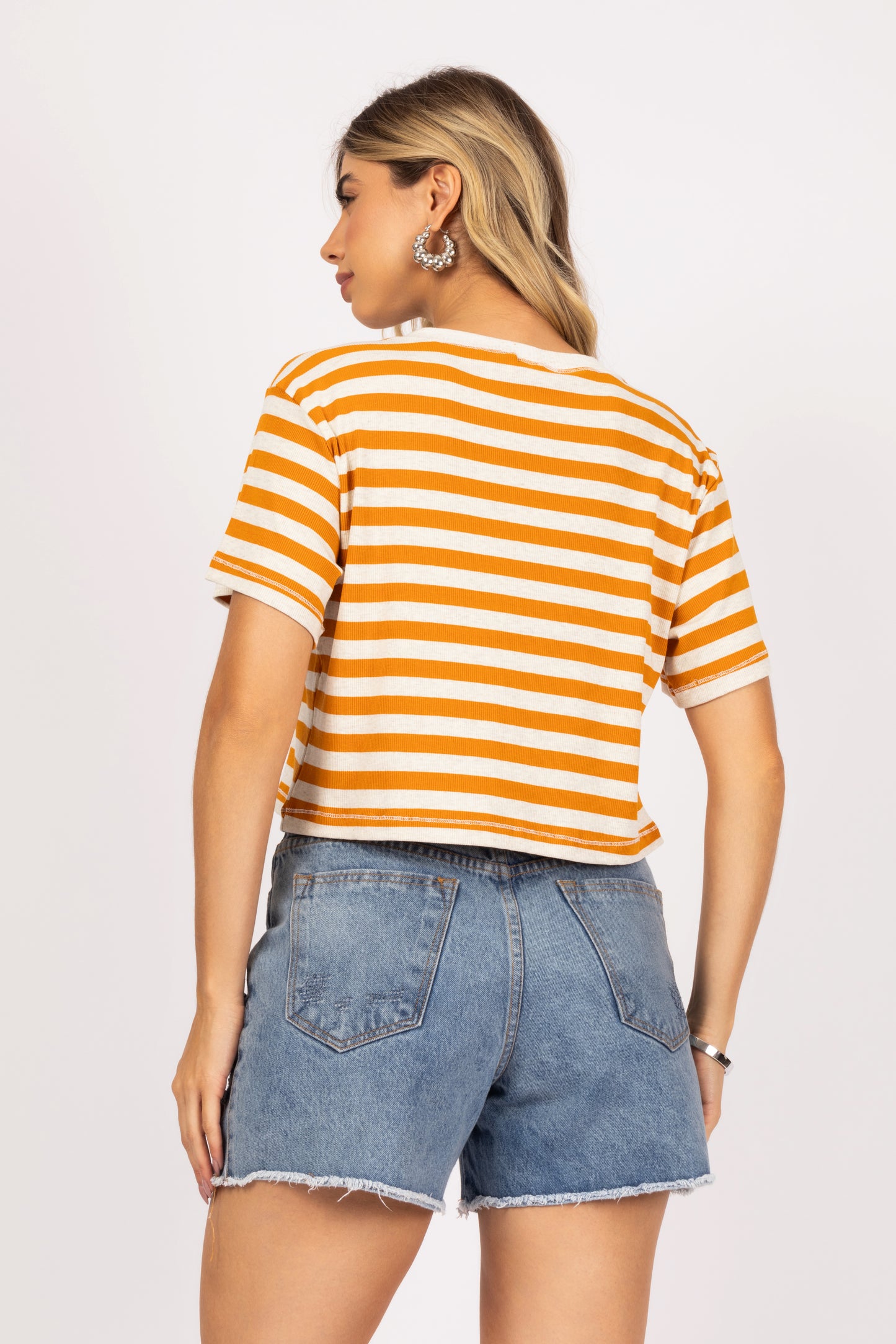 Cropped de mangas listrada