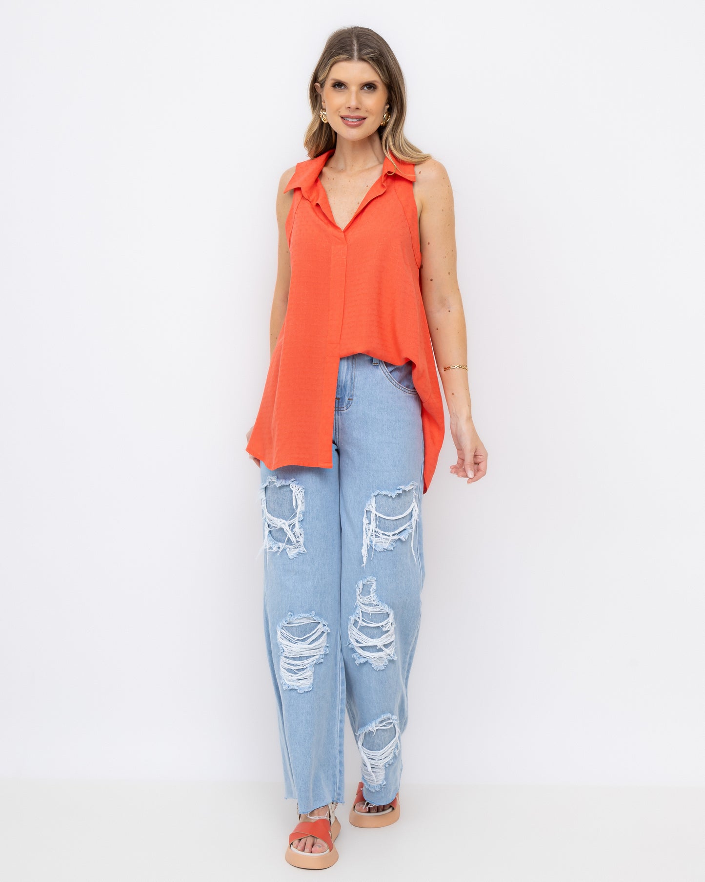 Blusa alongada em viscose