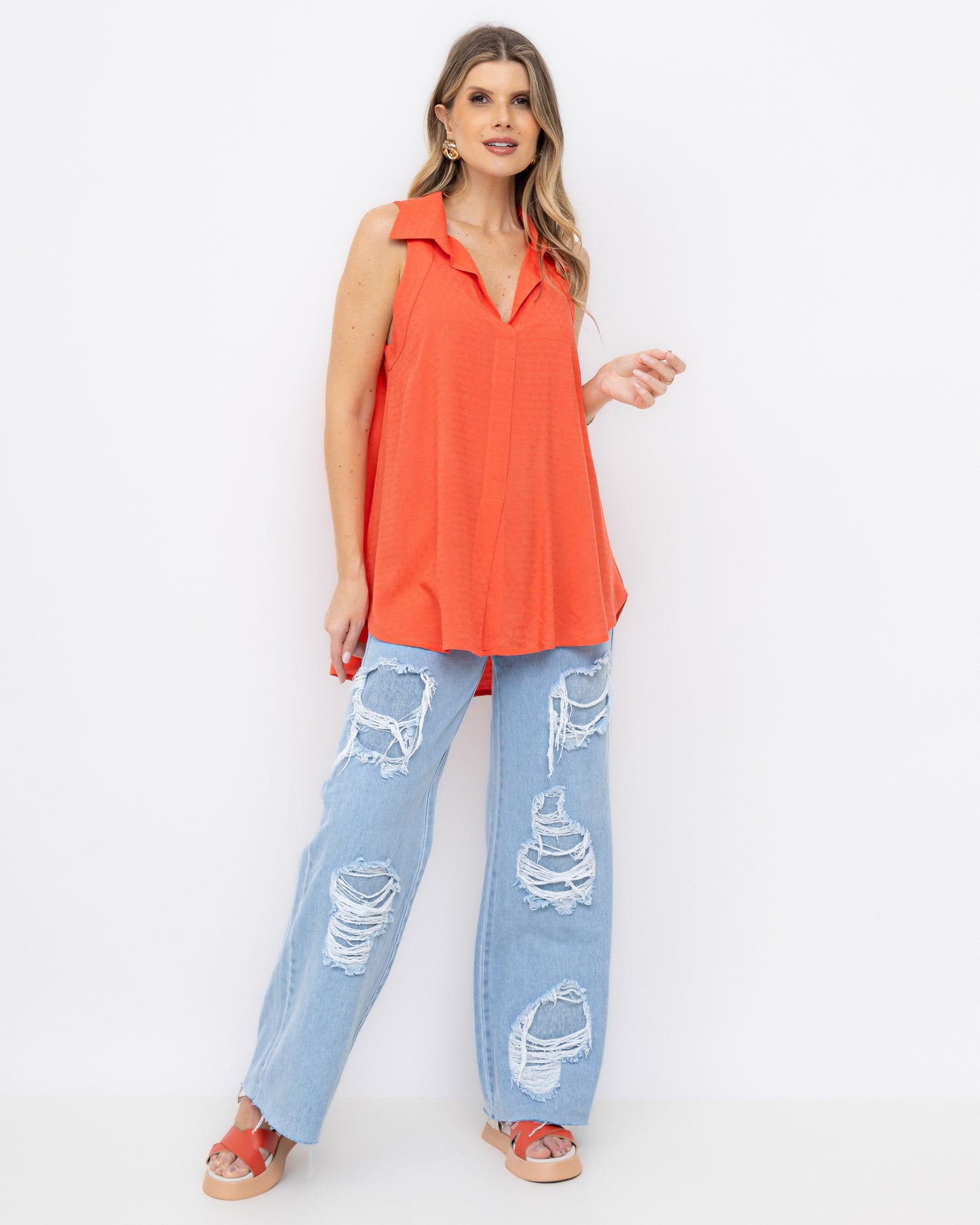 Blusa alongada em viscose