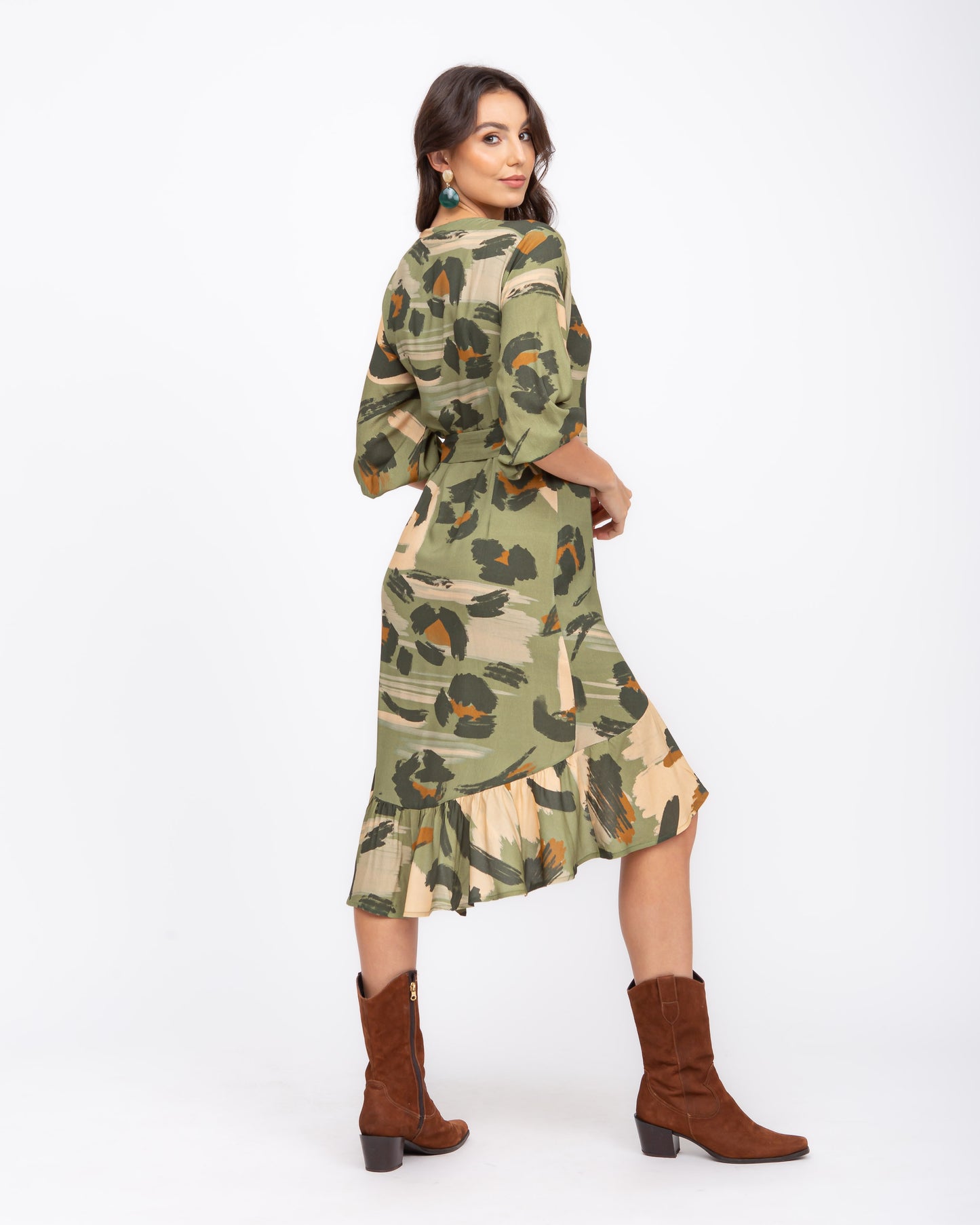 Vestido transpassado animal print