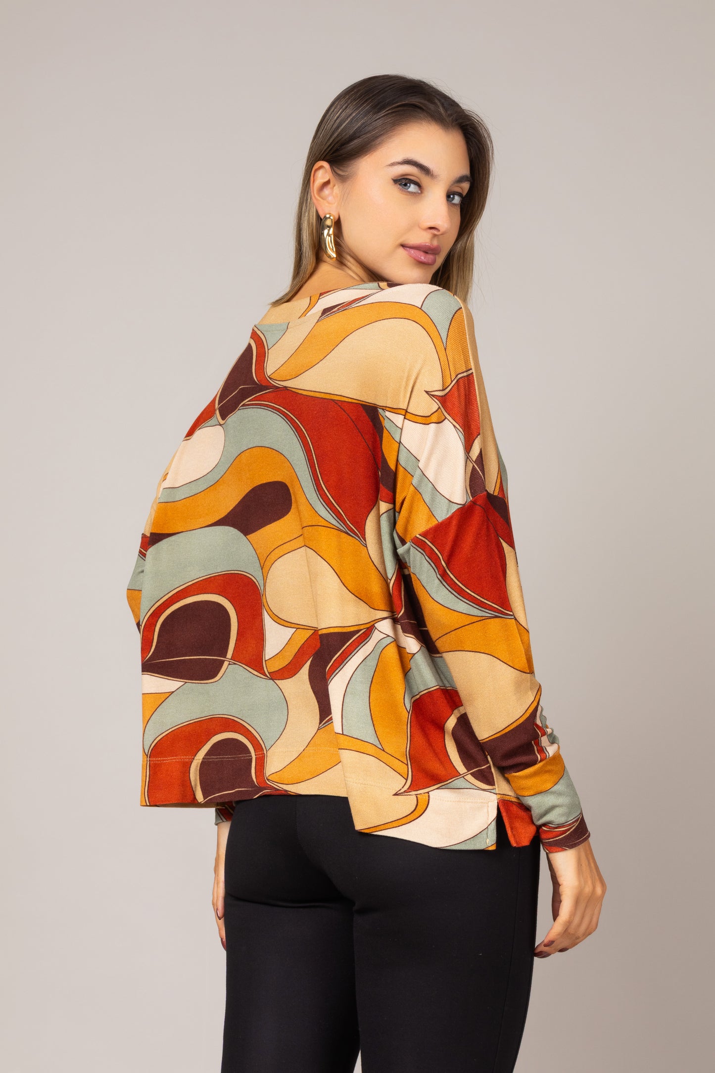 Blusa estampada manga longa
