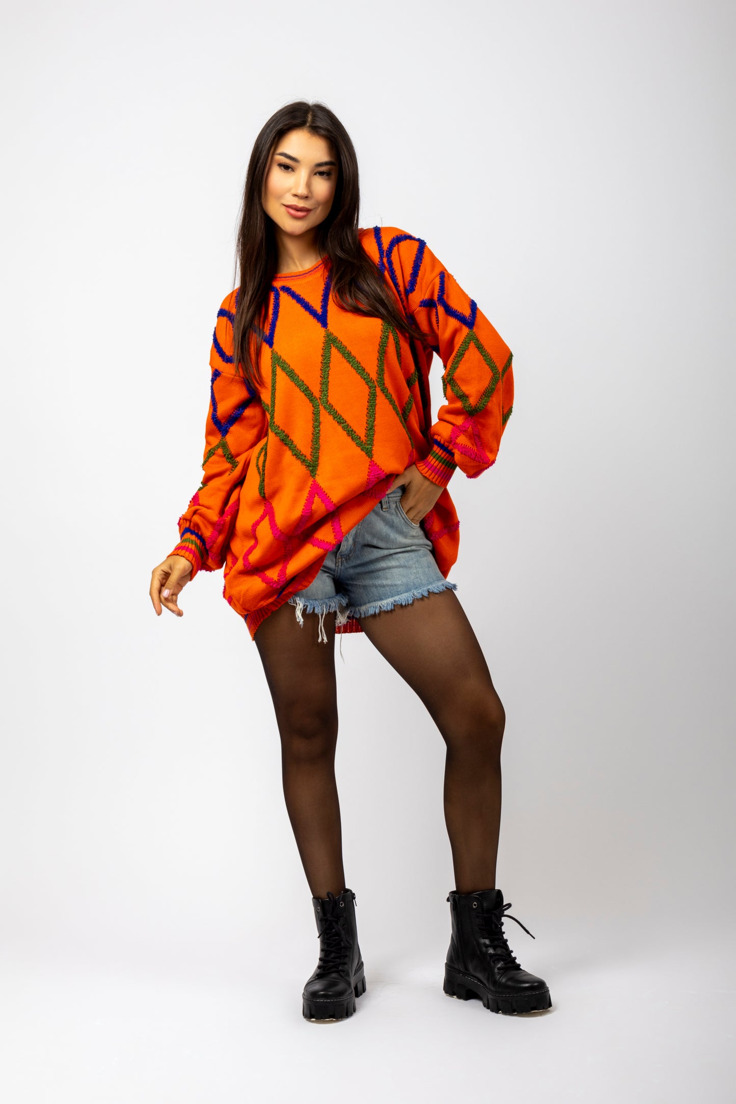 Blusa de tricô com losango