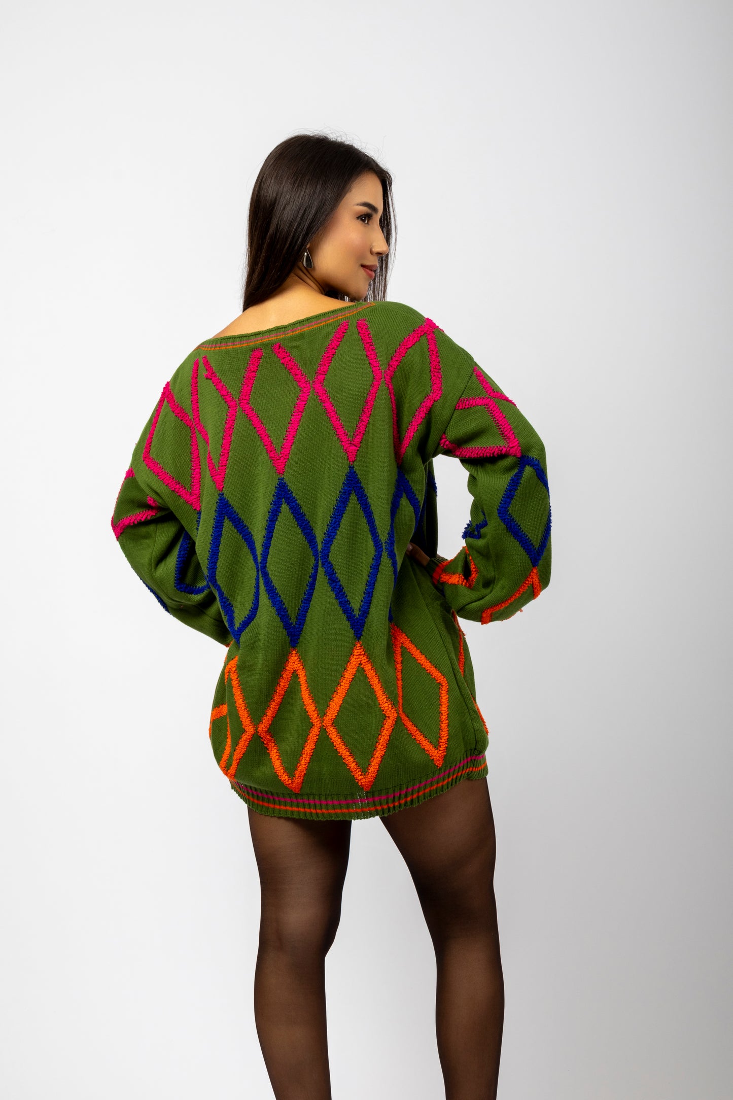 Blusa de tricô com losango