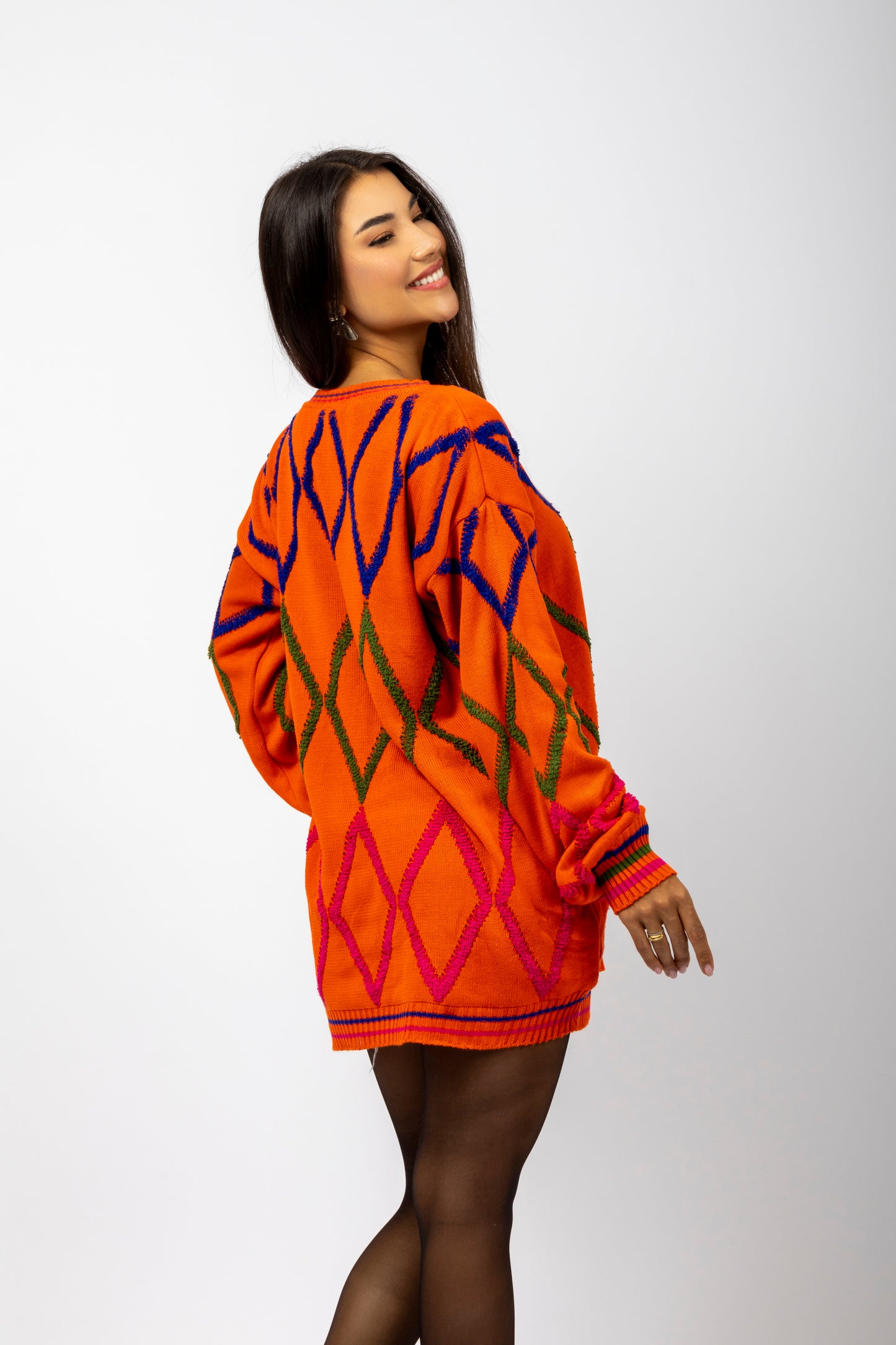 Blusa de tricô com losango