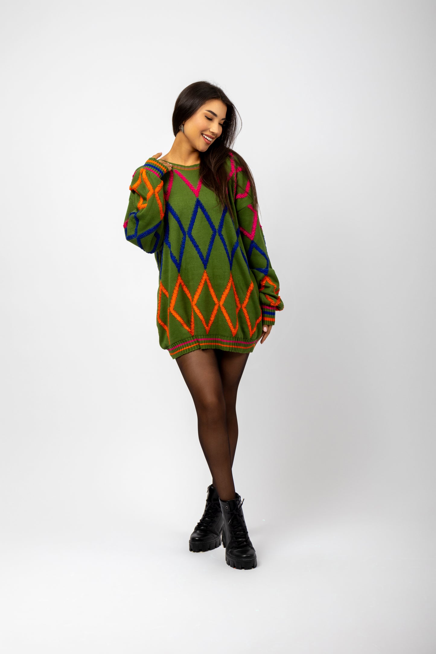 Blusa de tricô com losango