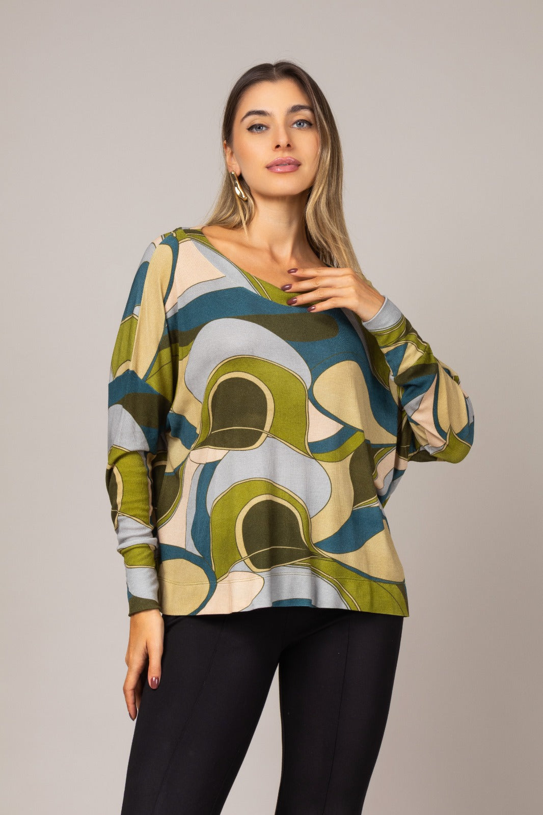 Blusa estampada manga longa