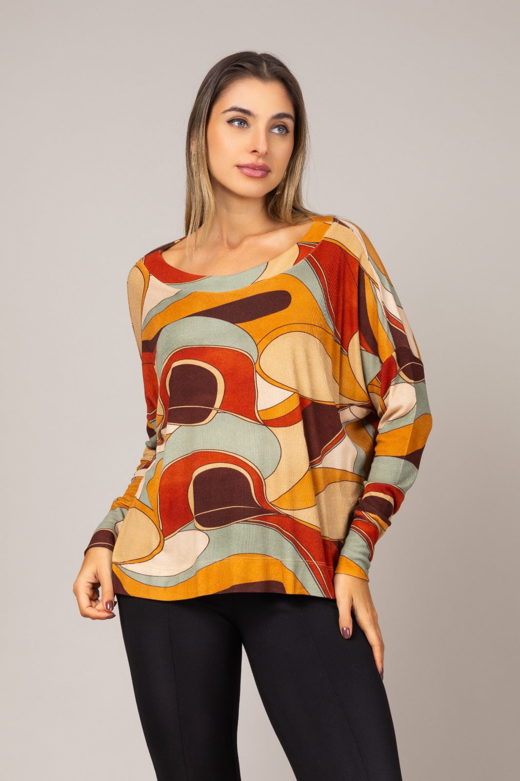 Blusa estampada manga longa