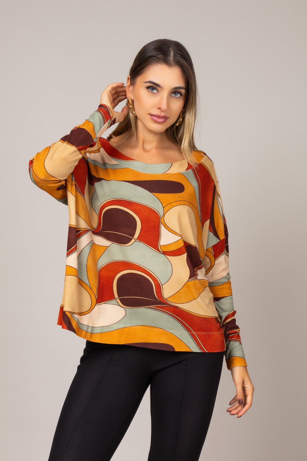 Blusa estampada manga longa