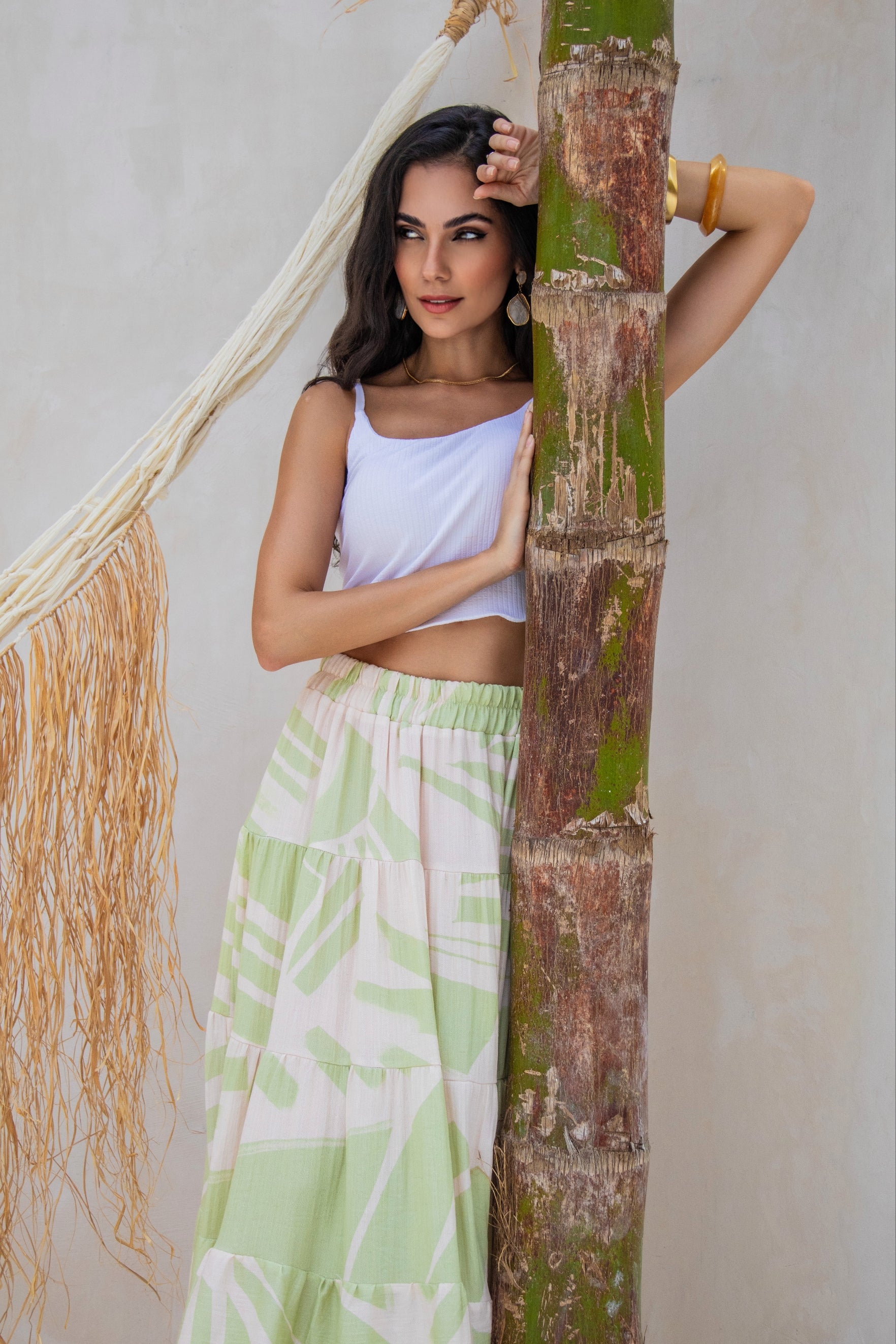 Saia longa estampada