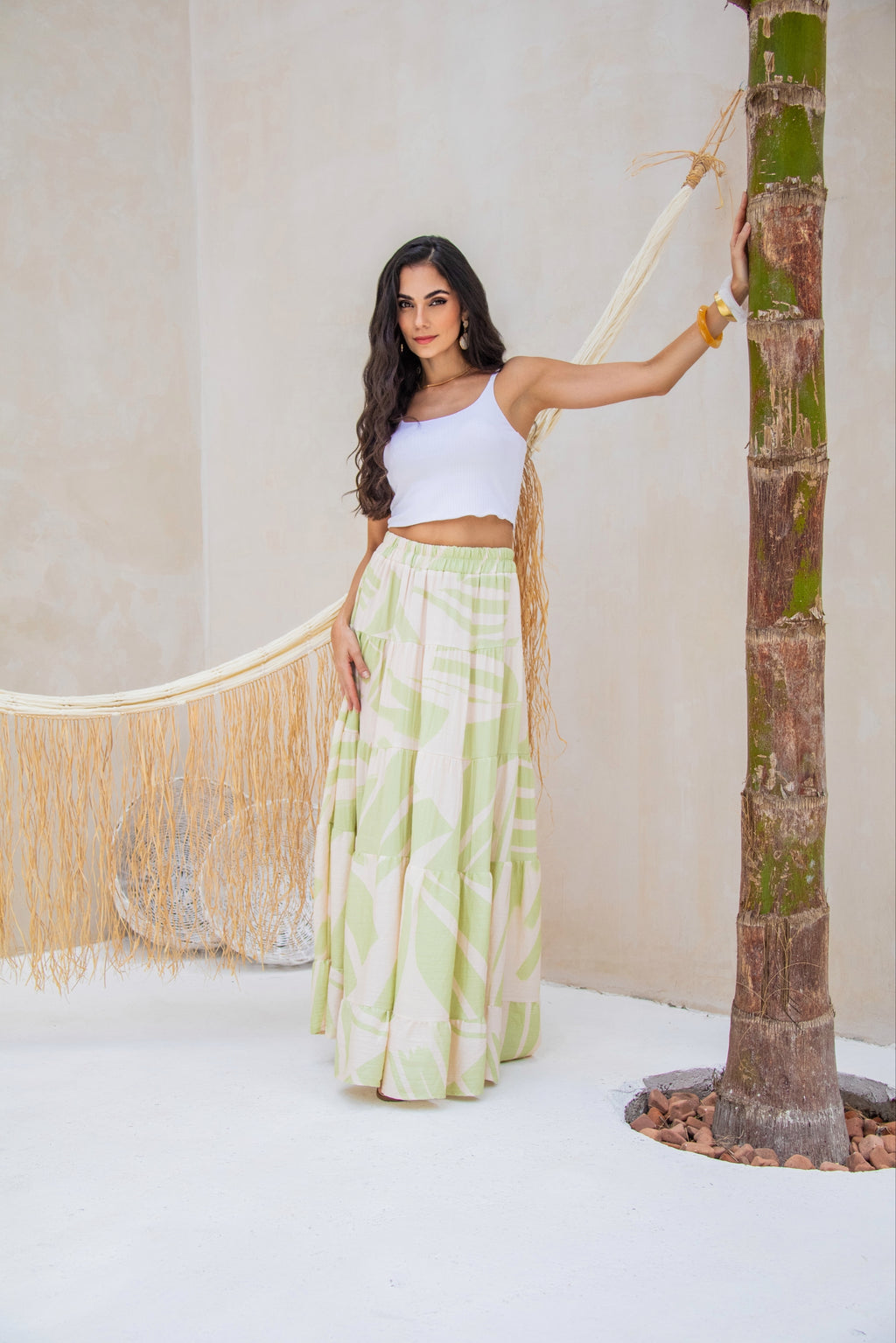 Saia longa estampada