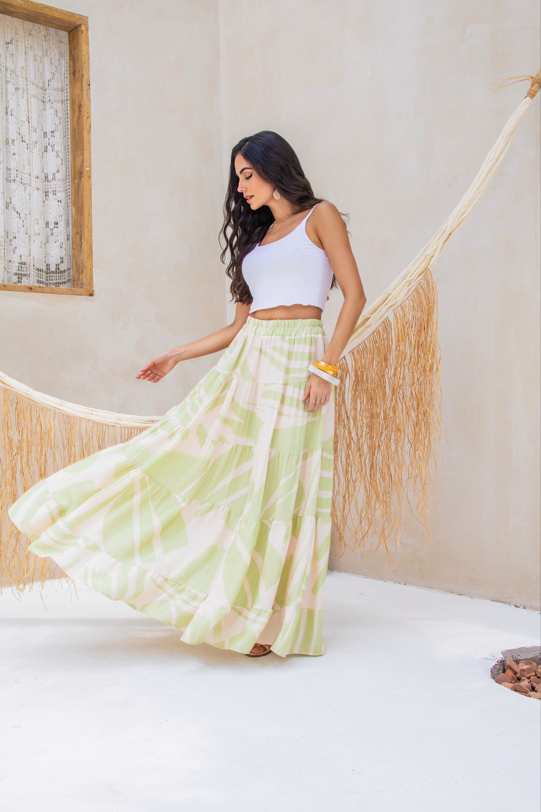 Saia longa estampada