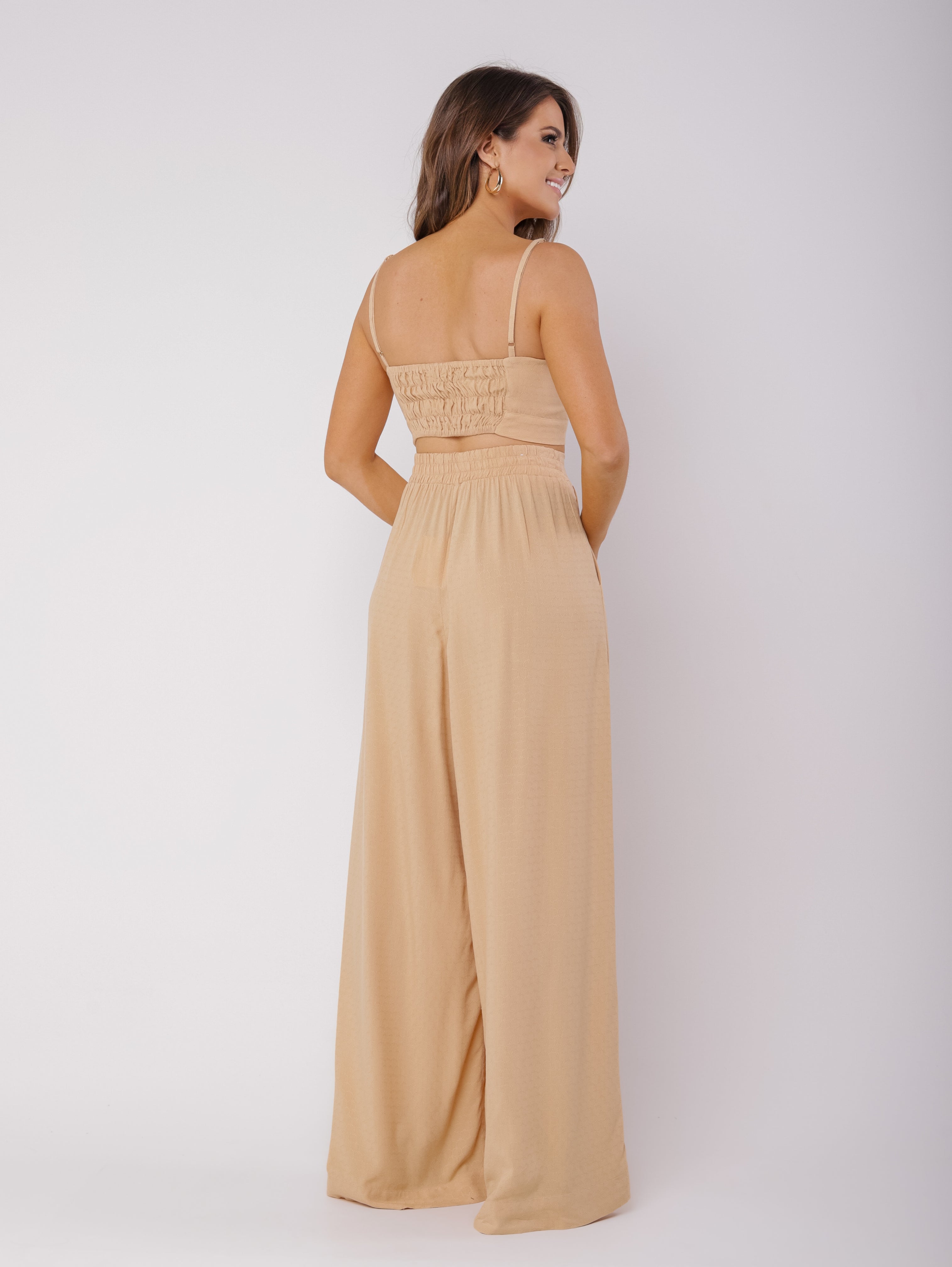 Calça pantalona em viscose