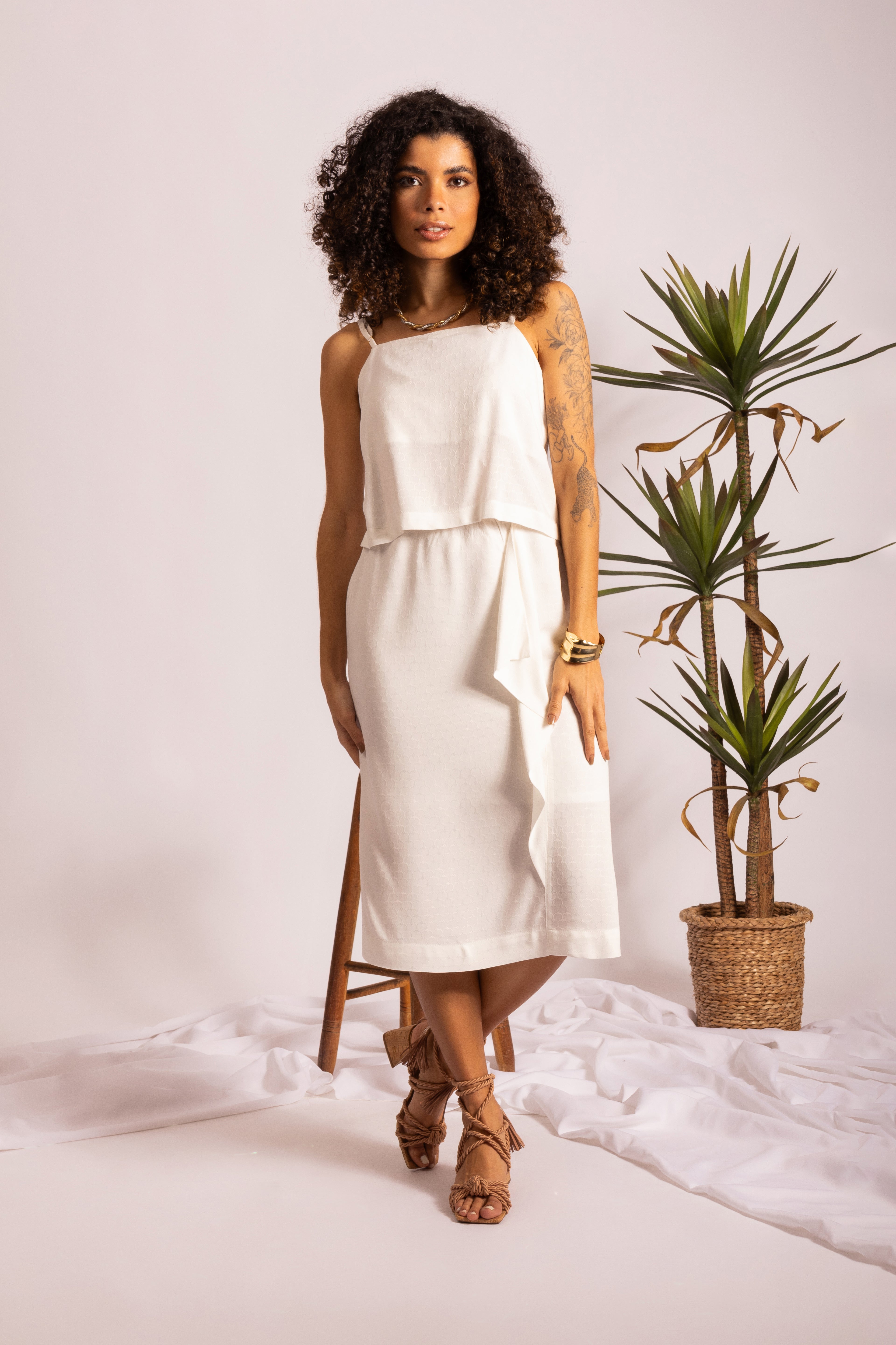 Conjunto de saia com babados