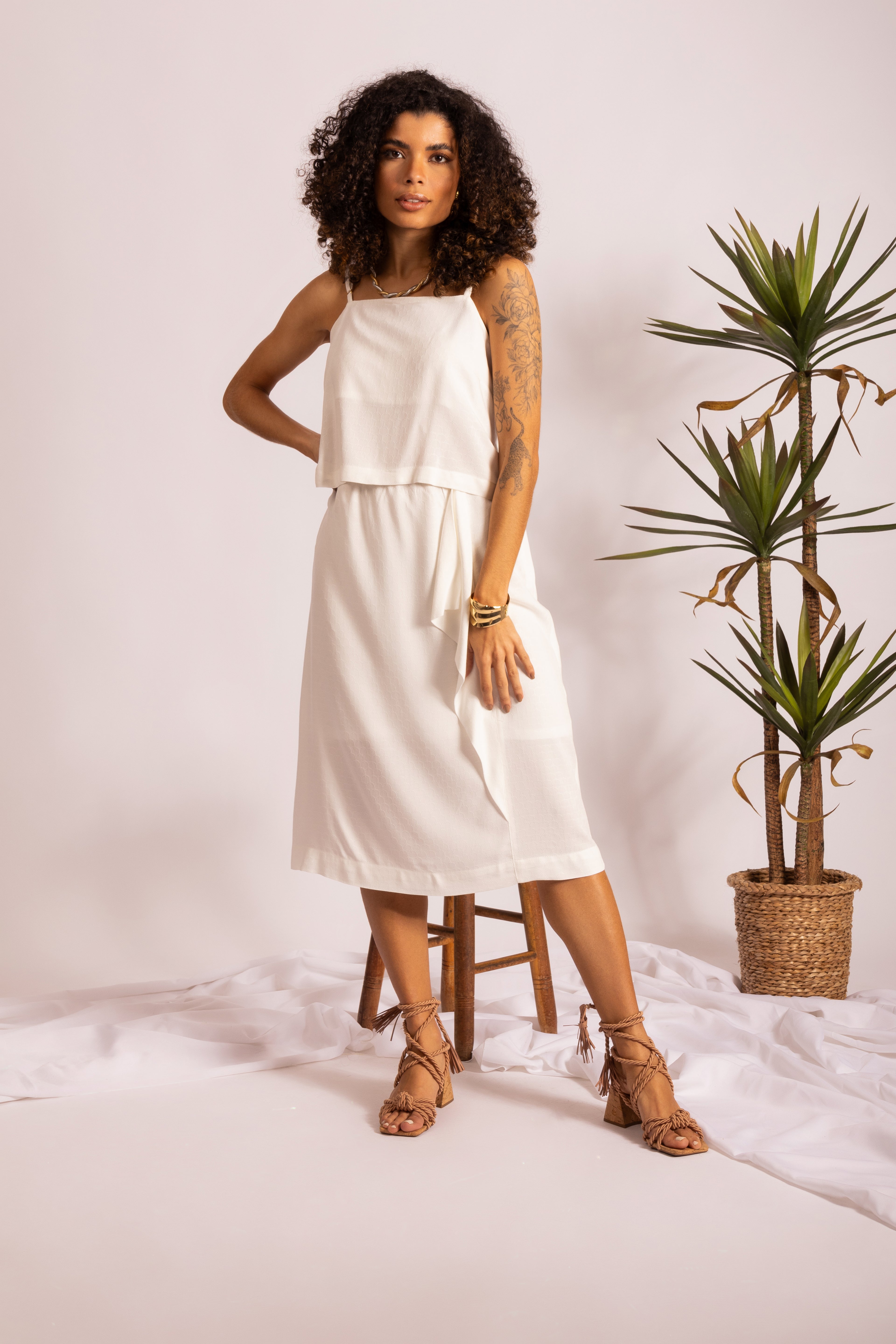 Conjunto de saia com babados