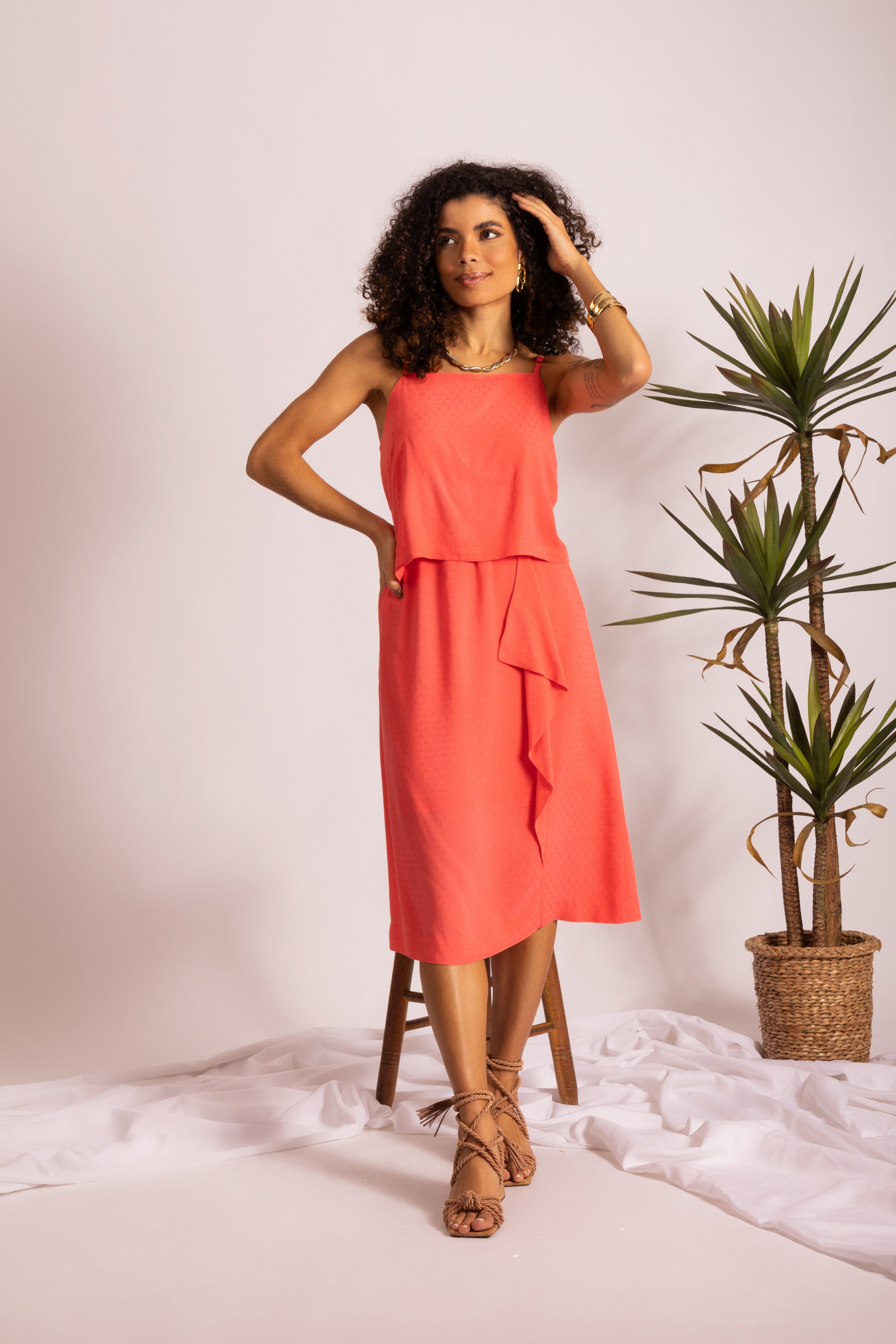 Conjunto de saia com babados