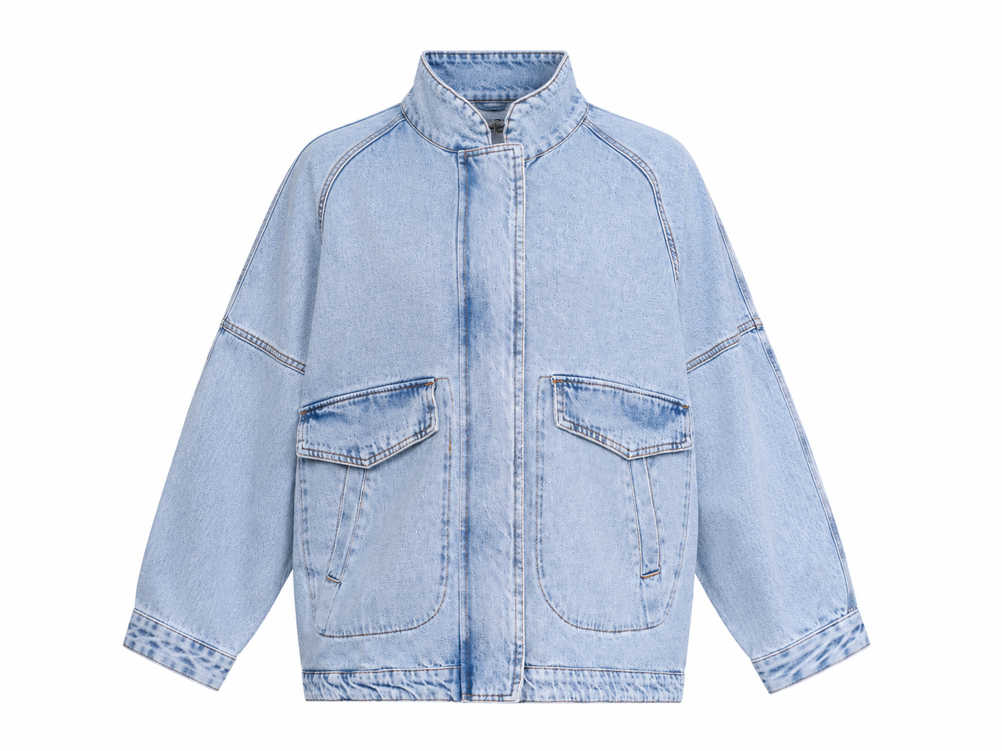 Jaqueta jeans alongada com zíper