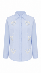 Camisa perólas de coração