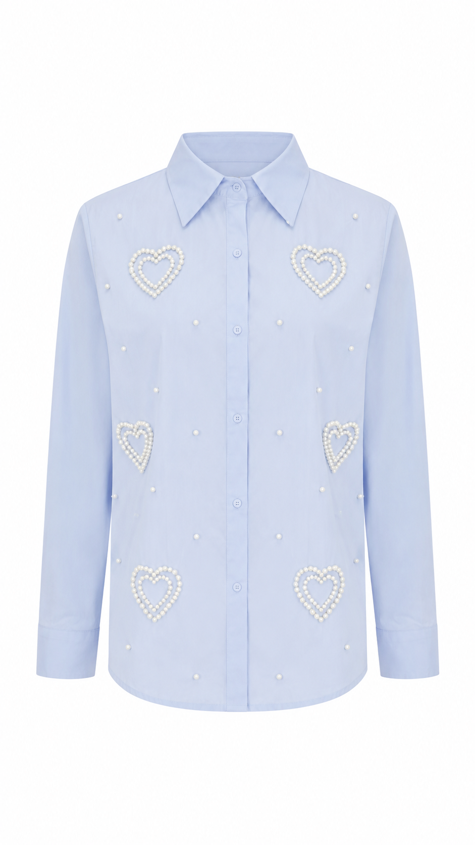 Camisa perólas de coração