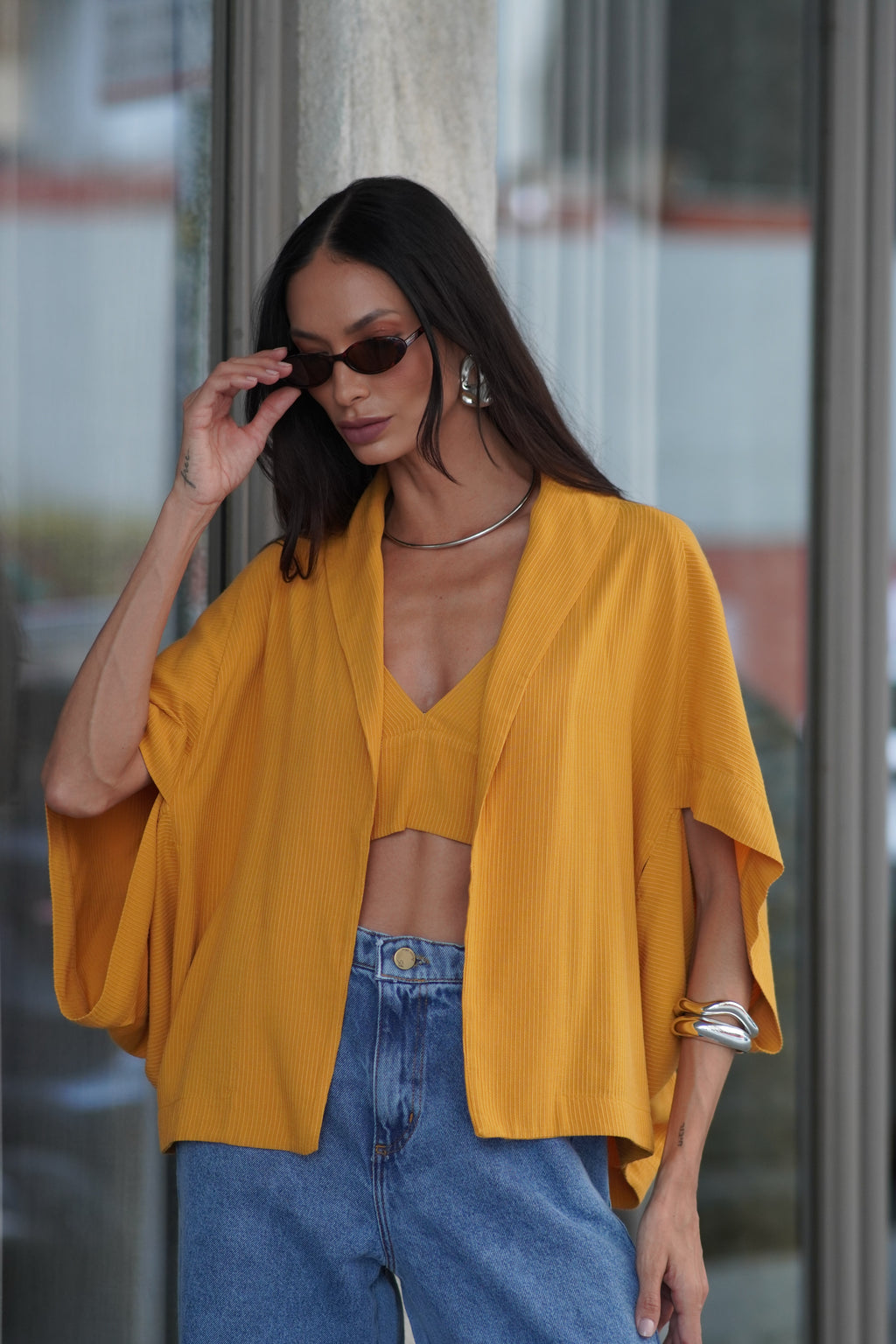 Conjunto top e kimono