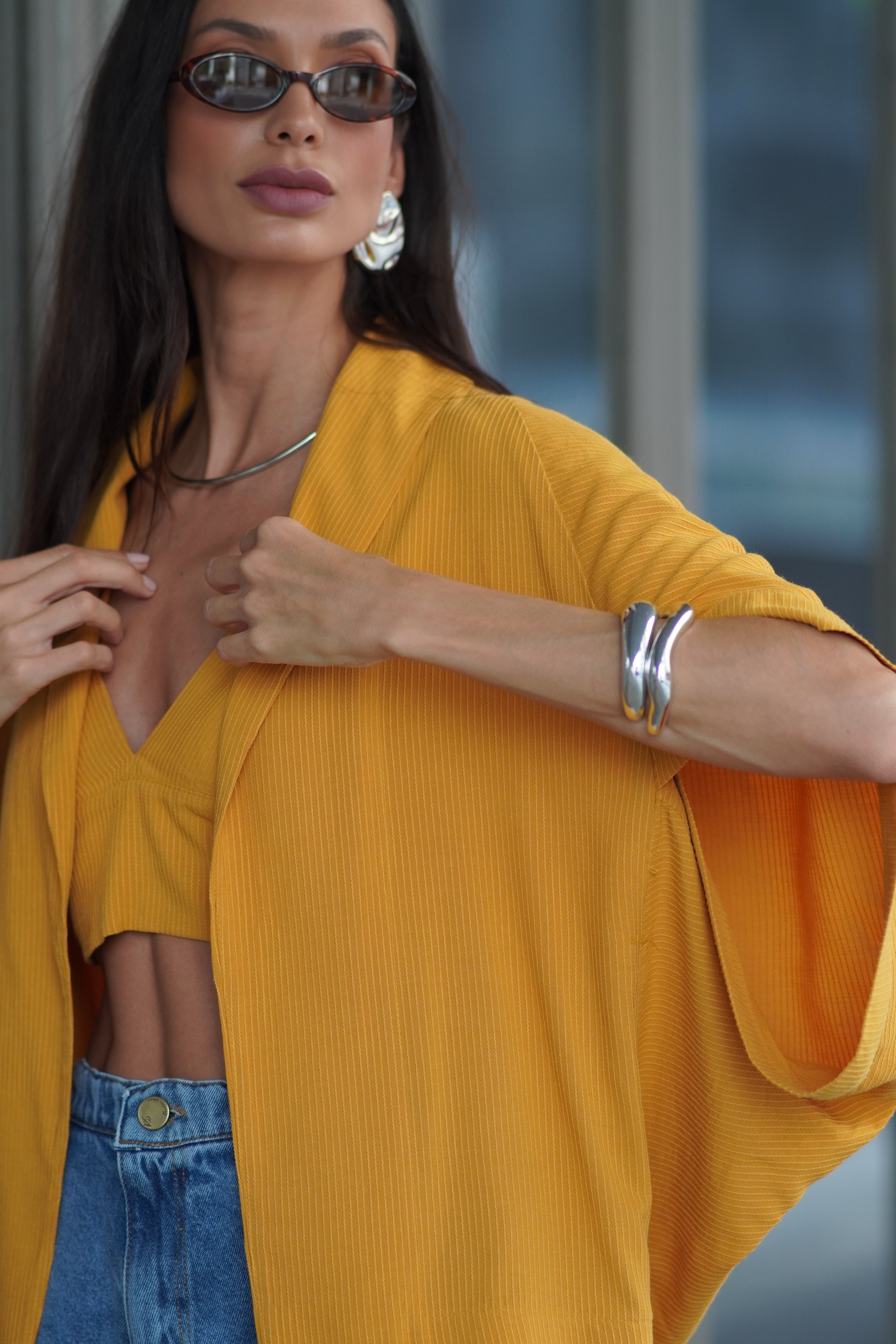 Conjunto top e kimono