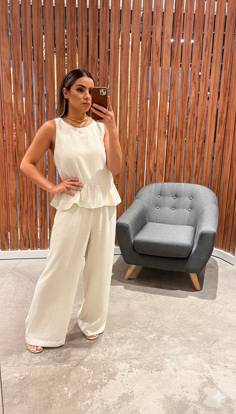 Regata Peplum e Calça Pantalona