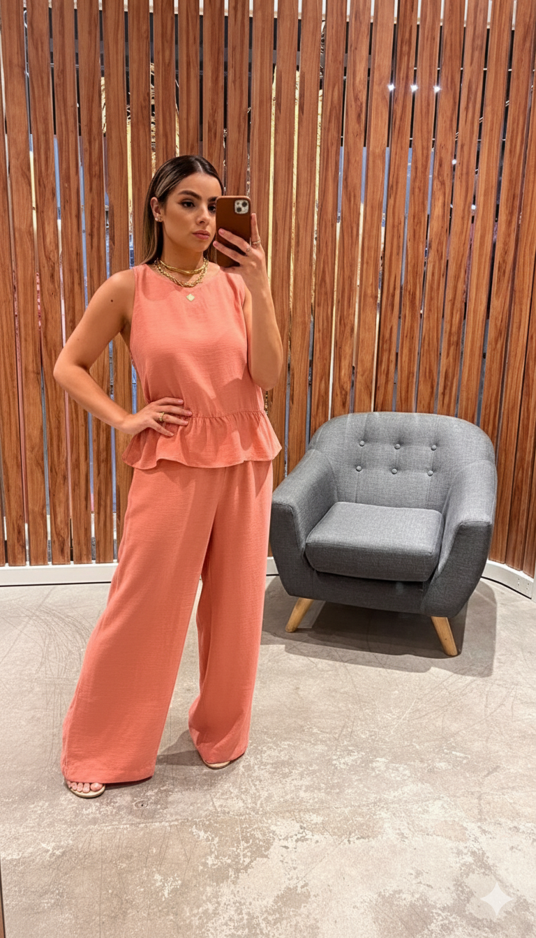 Regata Peplum e Calça Pantalona
