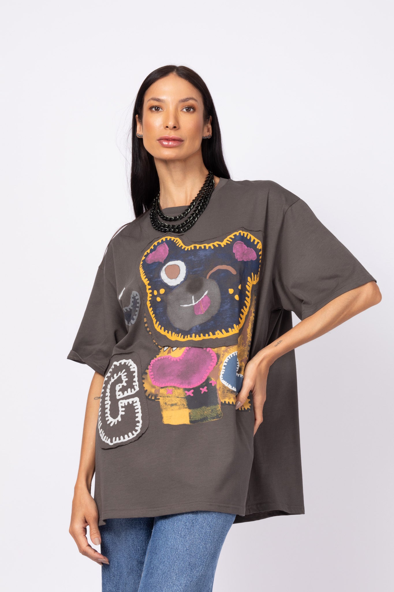T-shirt ursinho oversized