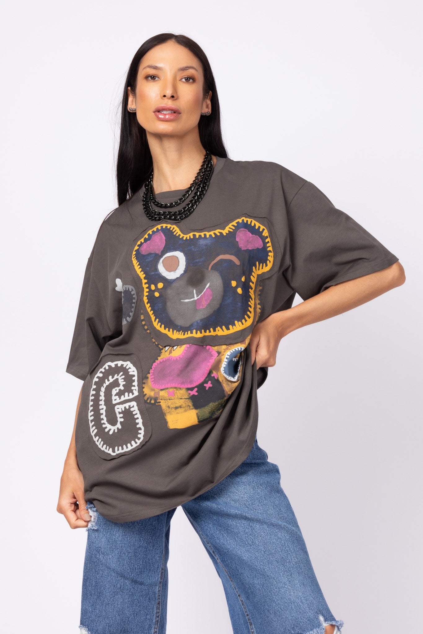 T-shirt ursinho oversized