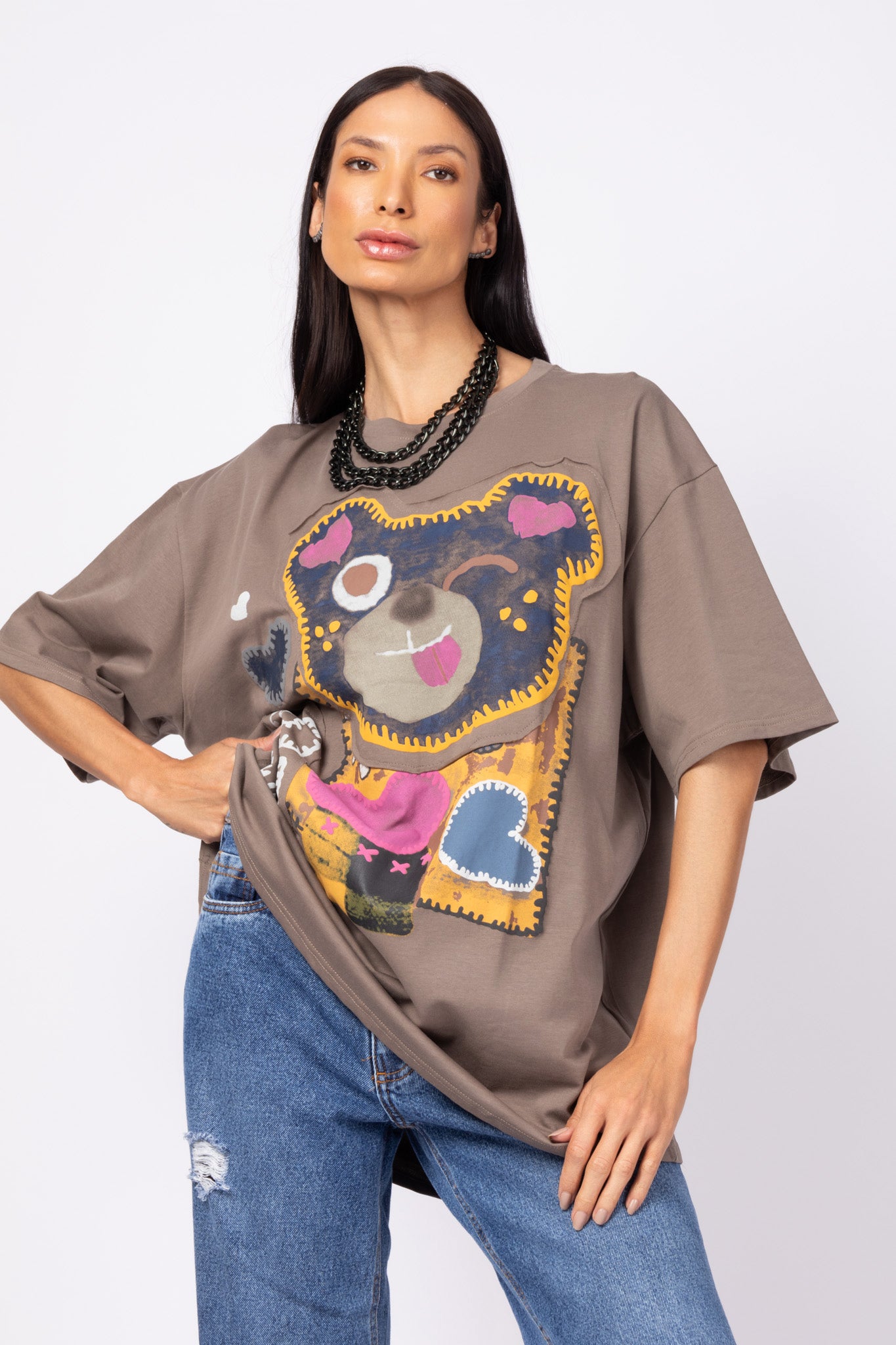T-shirt ursinho oversized