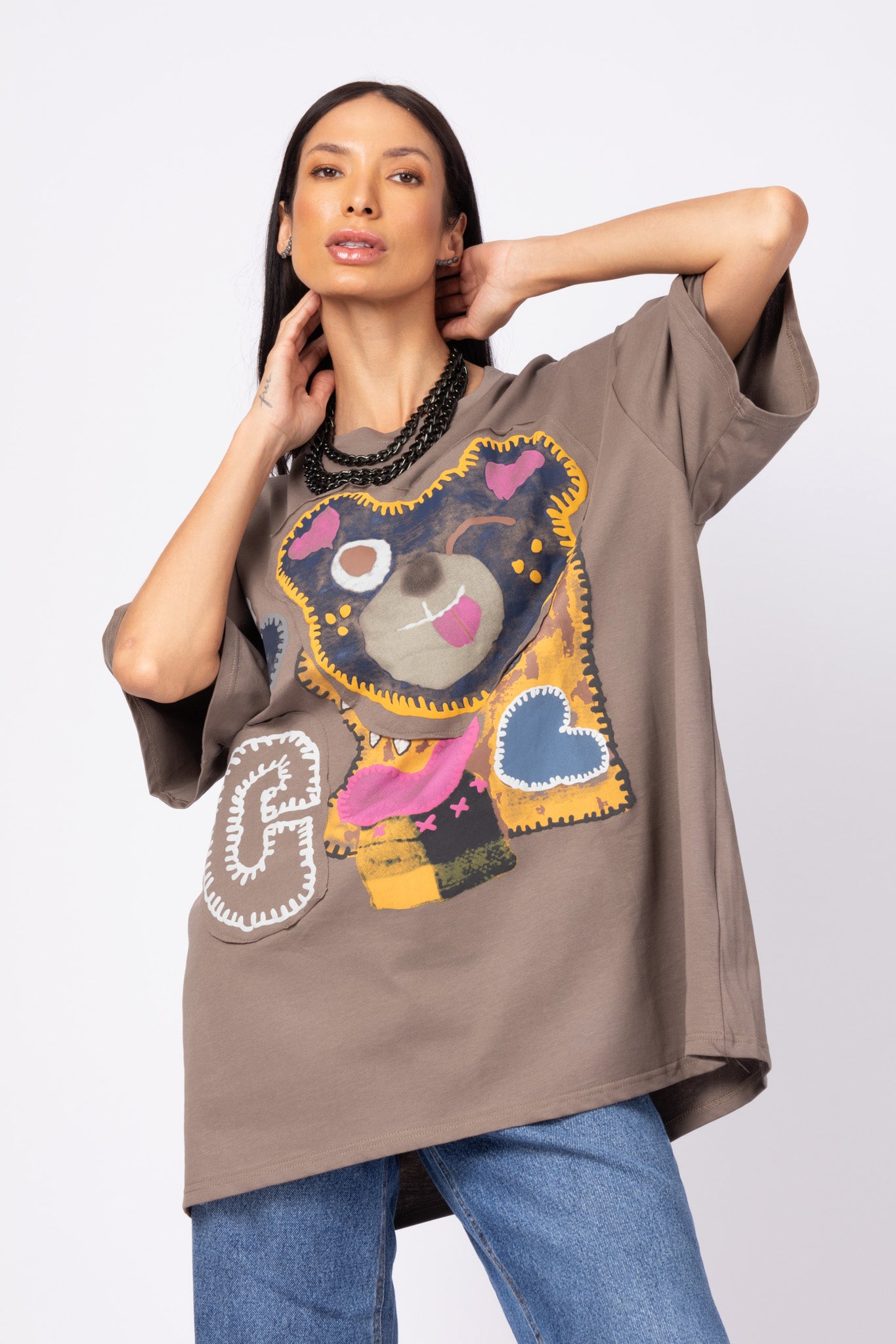T-shirt ursinho oversized
