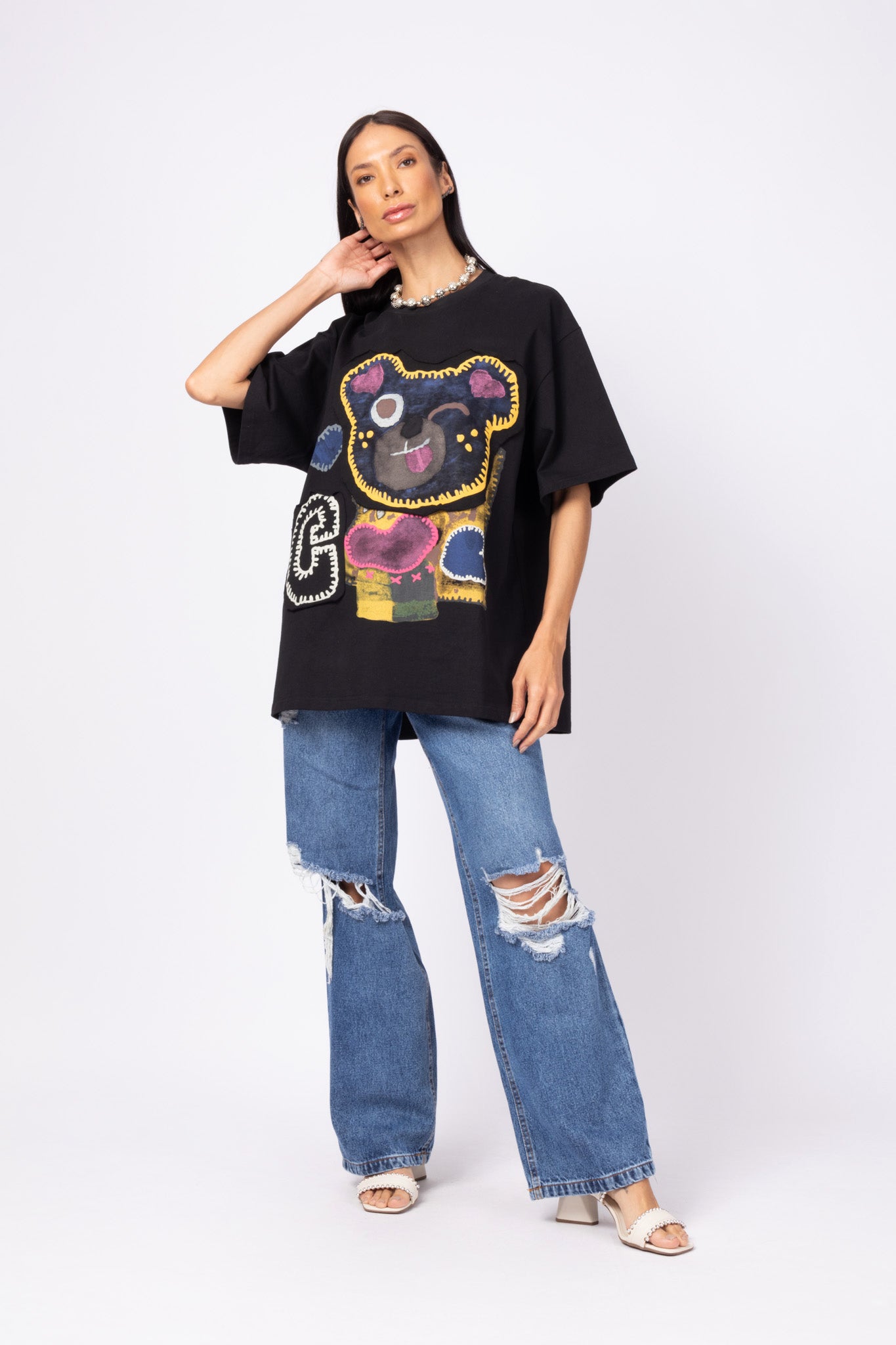T-shirt ursinho oversized