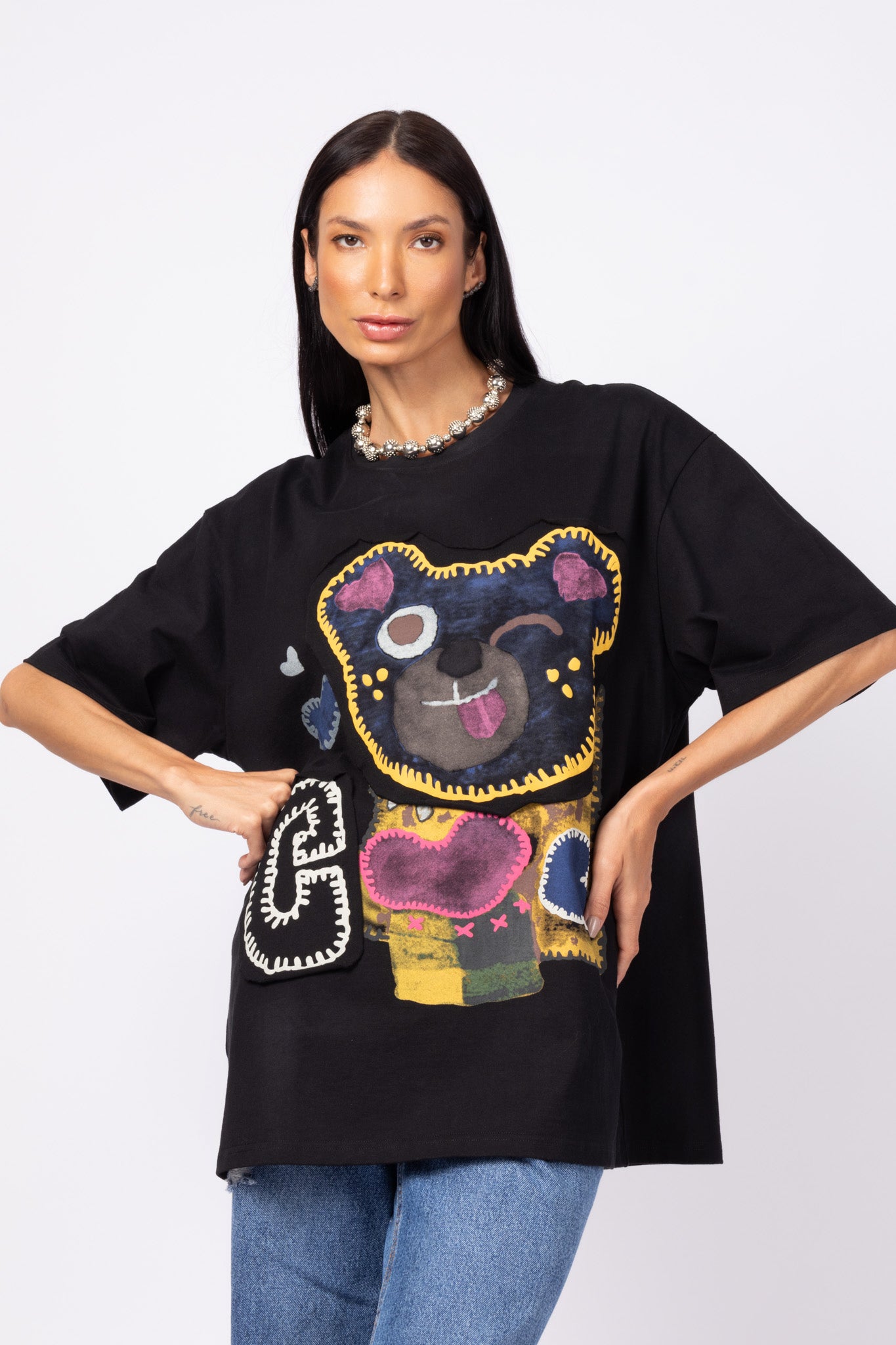 T-shirt ursinho oversized