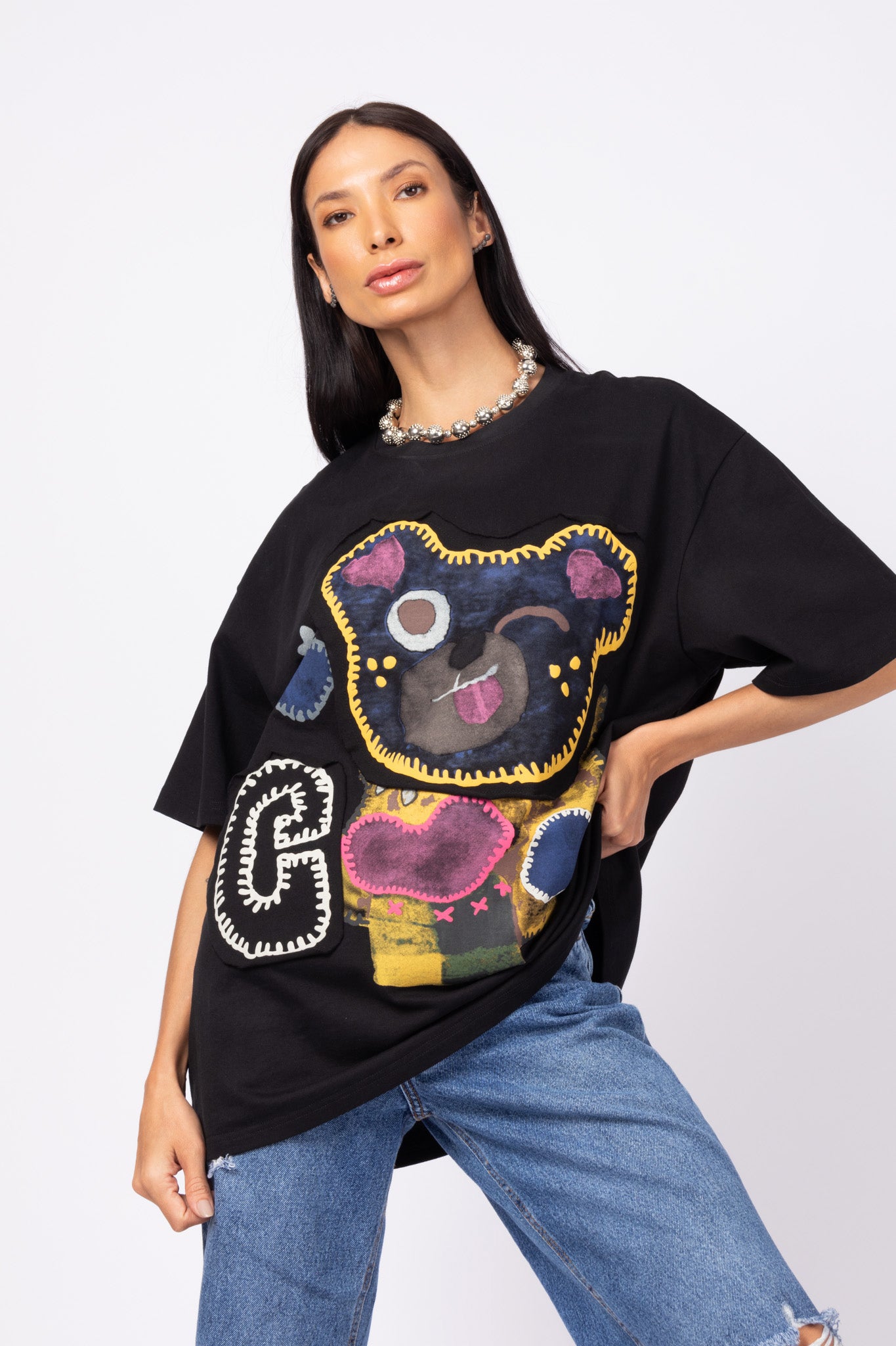 T-shirt ursinho oversized